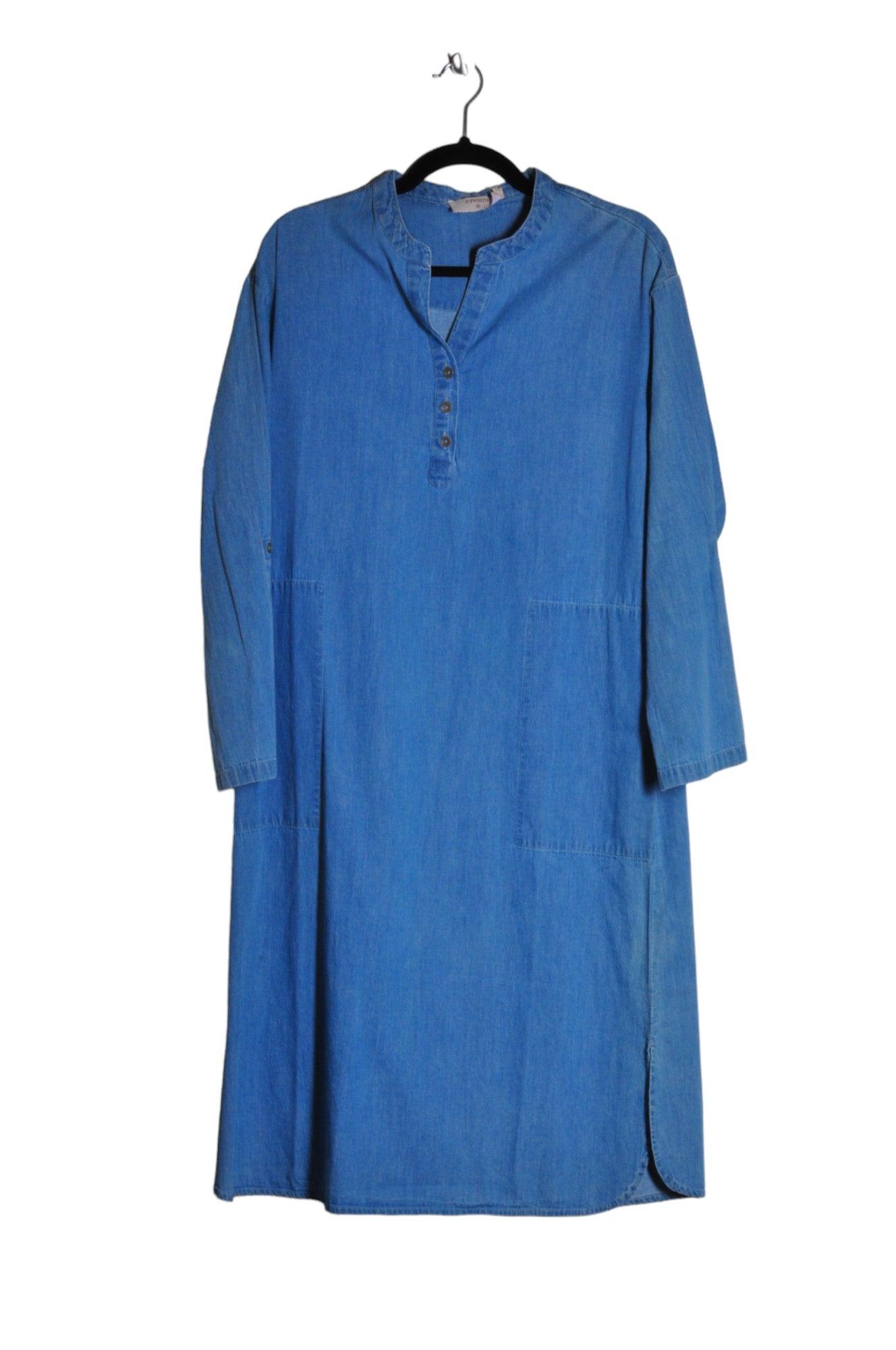 Stylish CREAM Women's Drop Waist Blue Dress - Size 38, Regular Fit