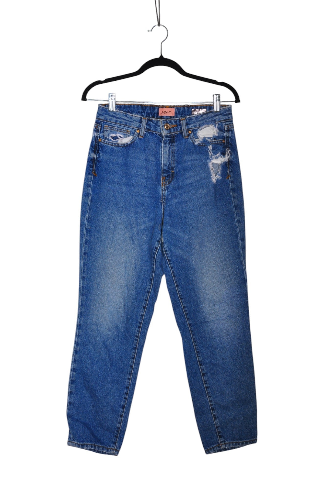 ONLY Women's Classic Blue Regular-Fit Straight-Legged Second-Hand Jeans - Size 32