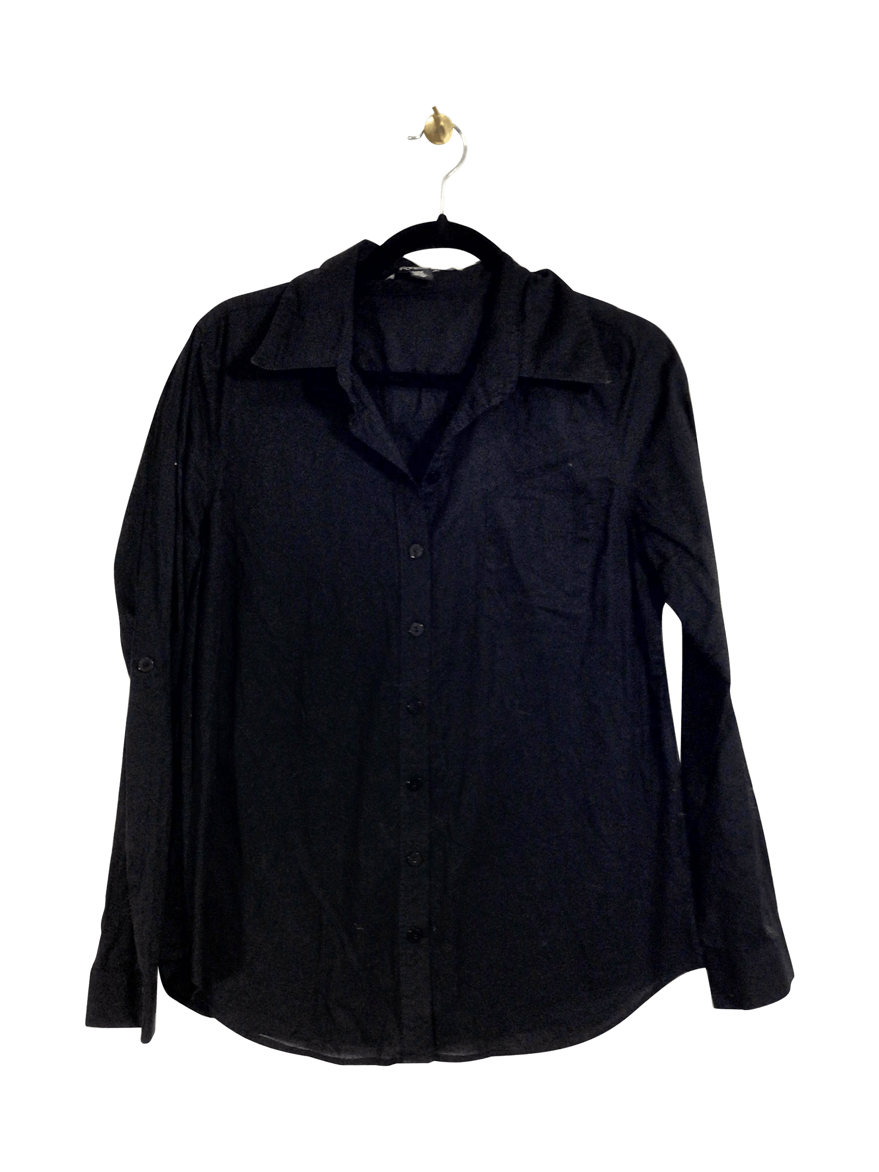 FOREVER 21 Stylish Black Button-down Top in Regular Fit - Size M