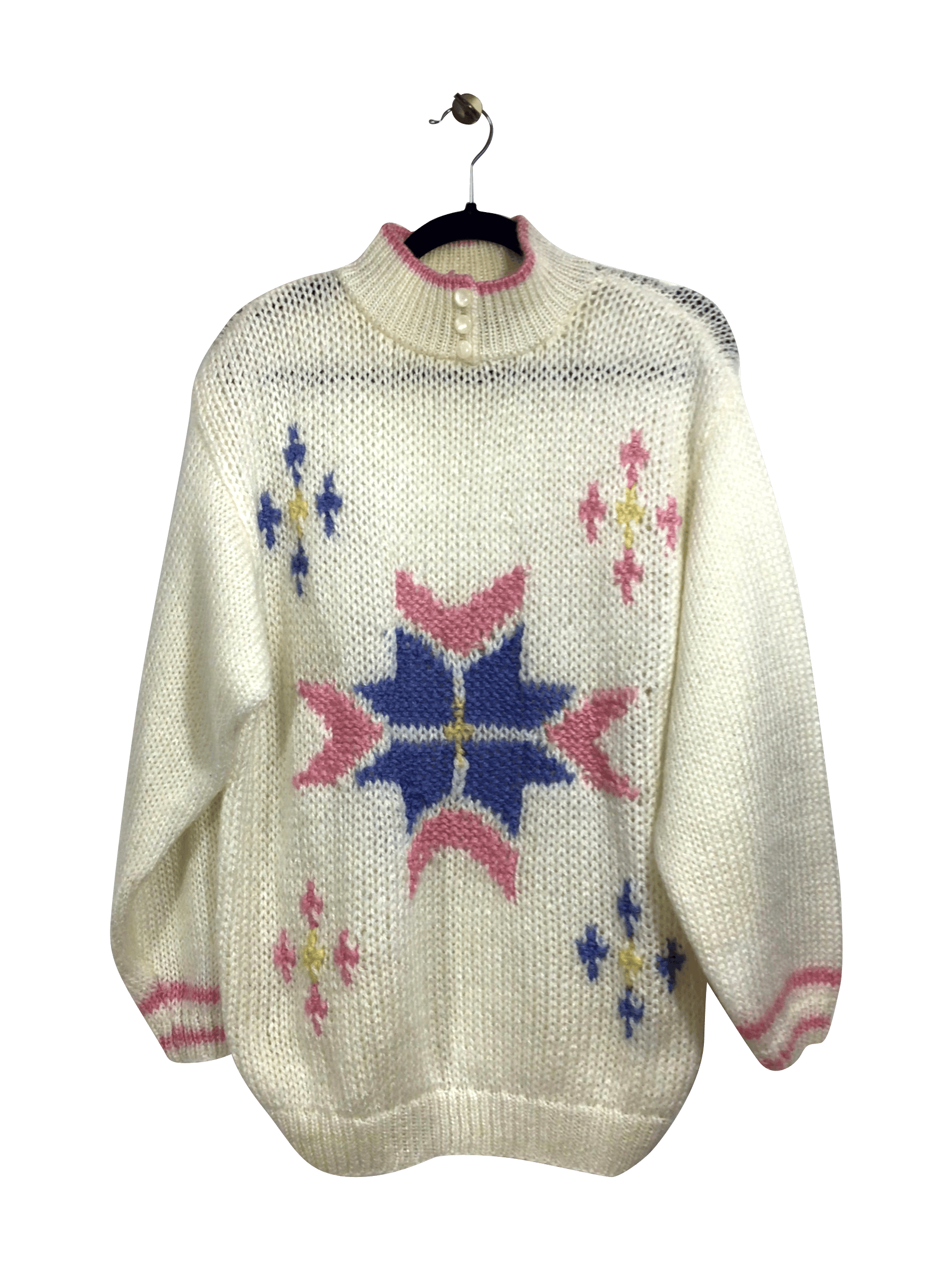 Second Hand IMPROMPTU White Regular Fit Acrylic Sweatshirt - Size 38