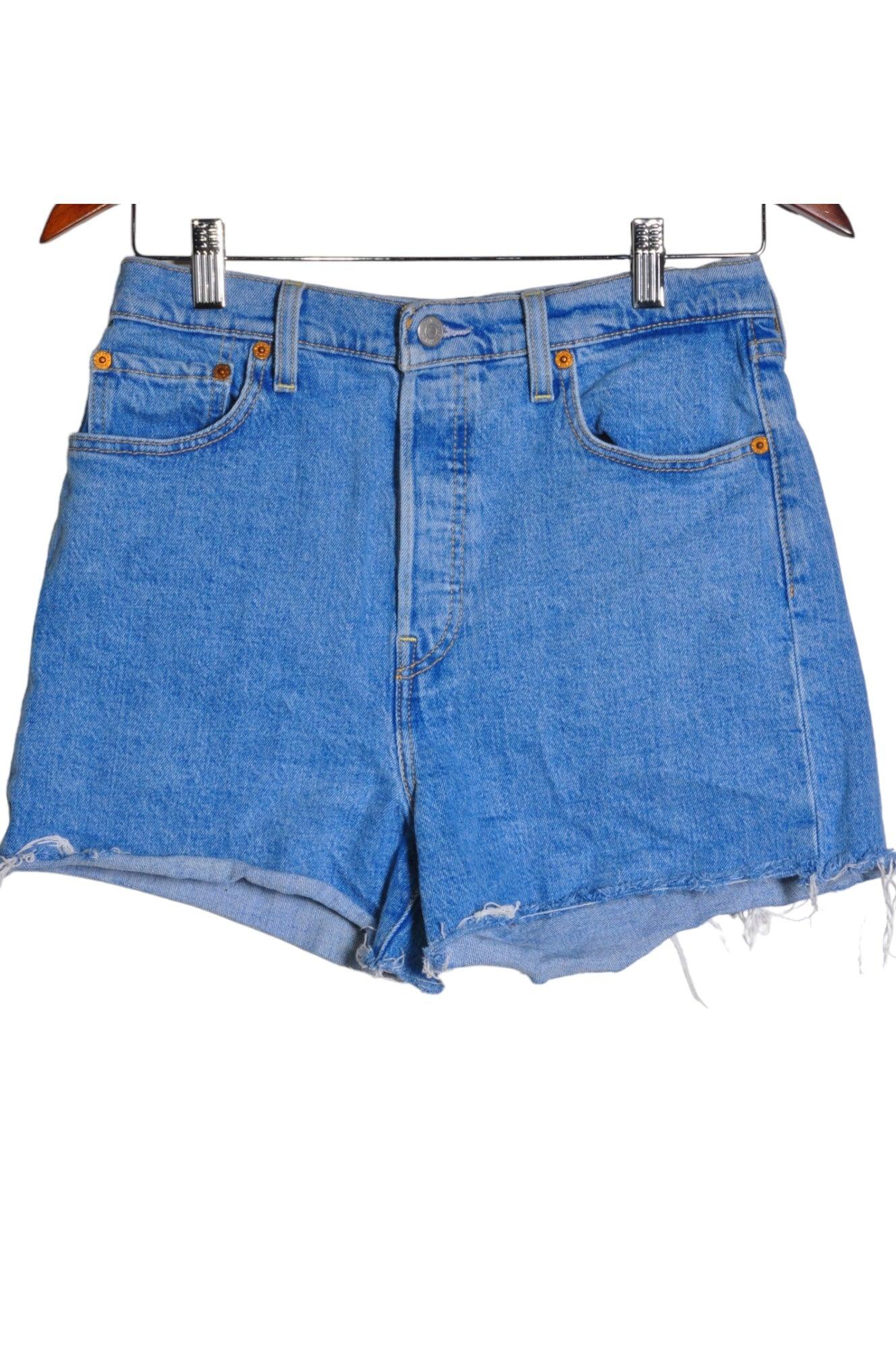LEVI'S Second Hand Blue Women's Regular Fit Denim Shorts - Size 28