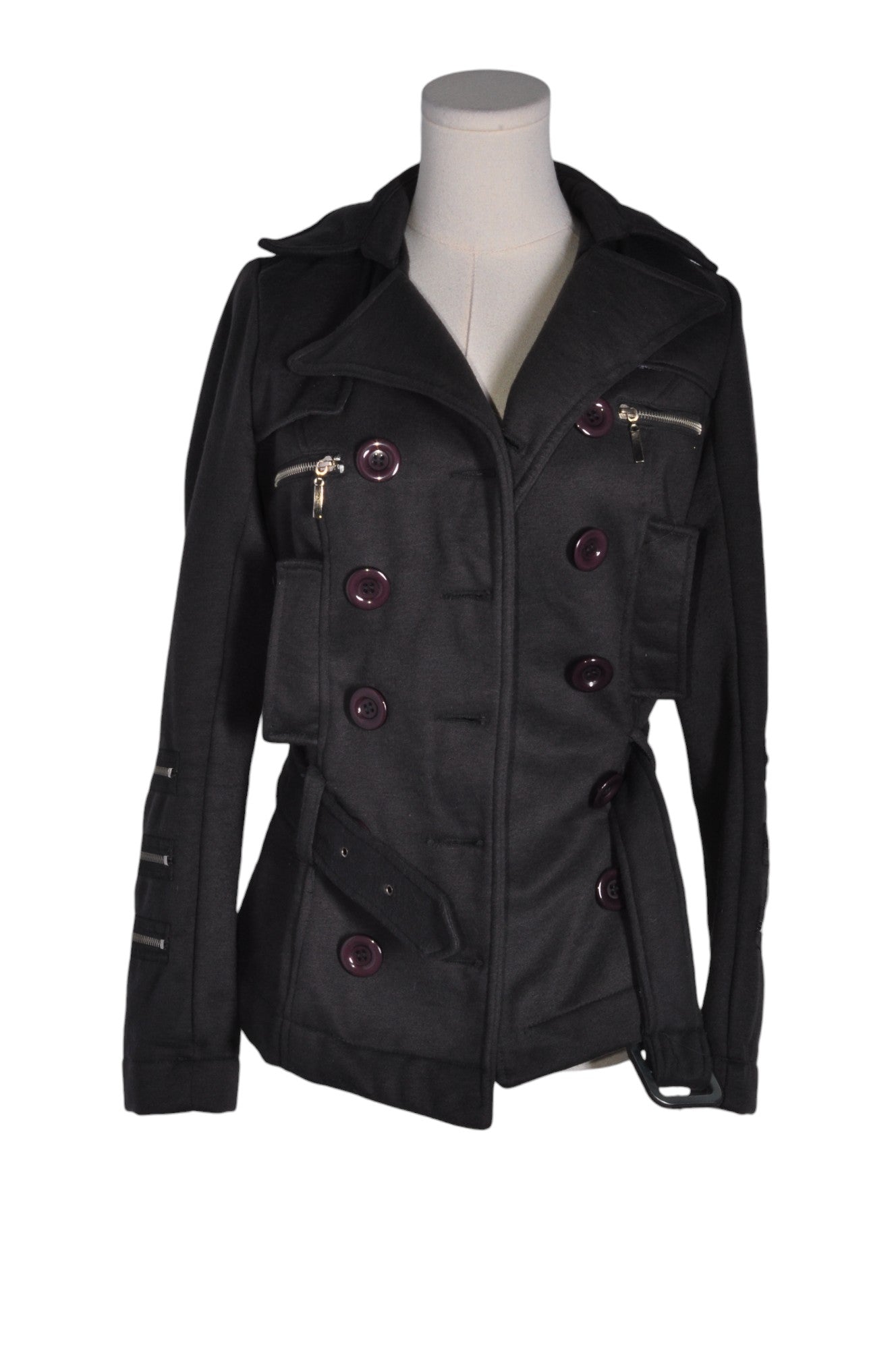 CARMIN Stylish Women's Regular Fit Black Coat - Size S