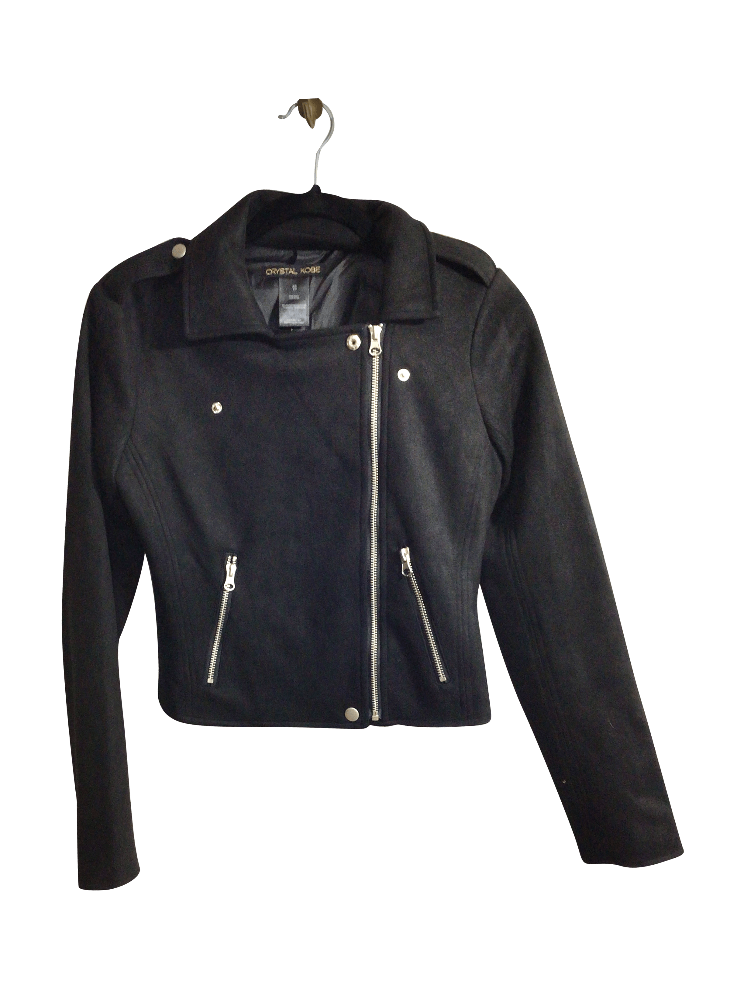 Stylish CRYSTAL KOBE Women's Regular Fit Black Coat - Size XS