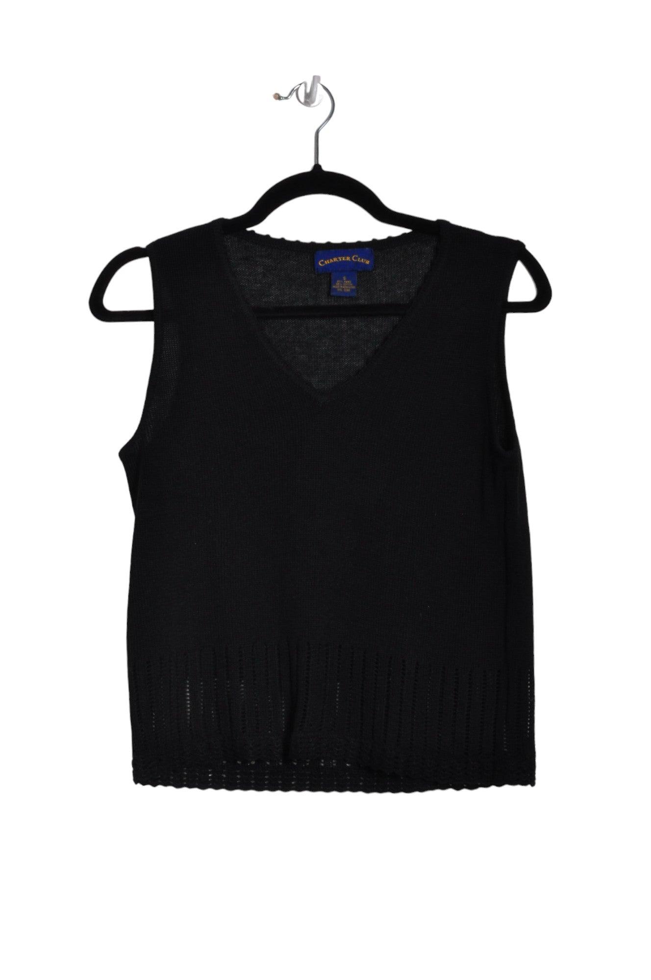 CHARTER CLUB Stylish Women's Black Regular-Fit Blouses - Size S