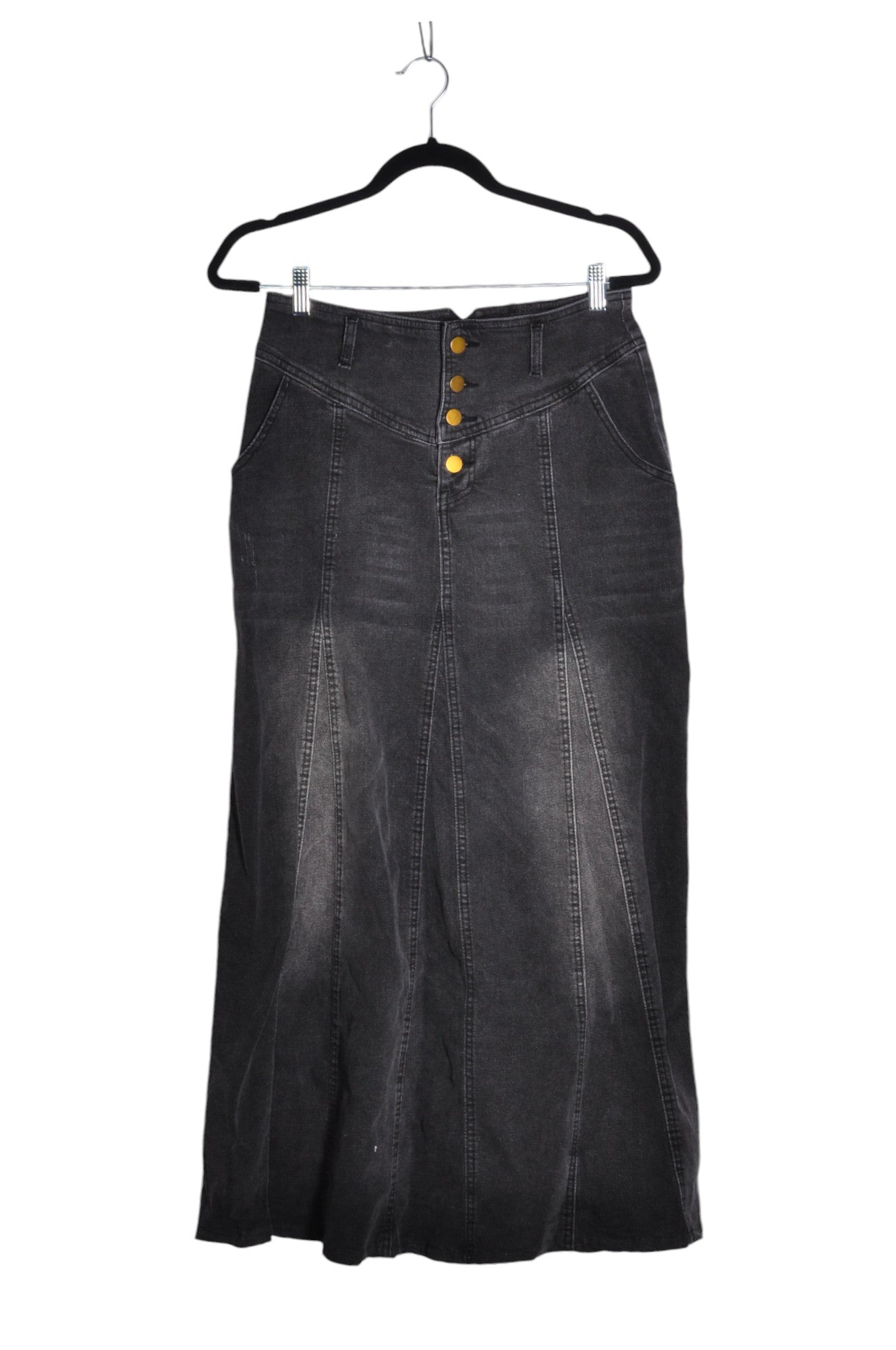 CHARTOU Stylish Women's Black Regular-Fit Denim Skirts - Size L