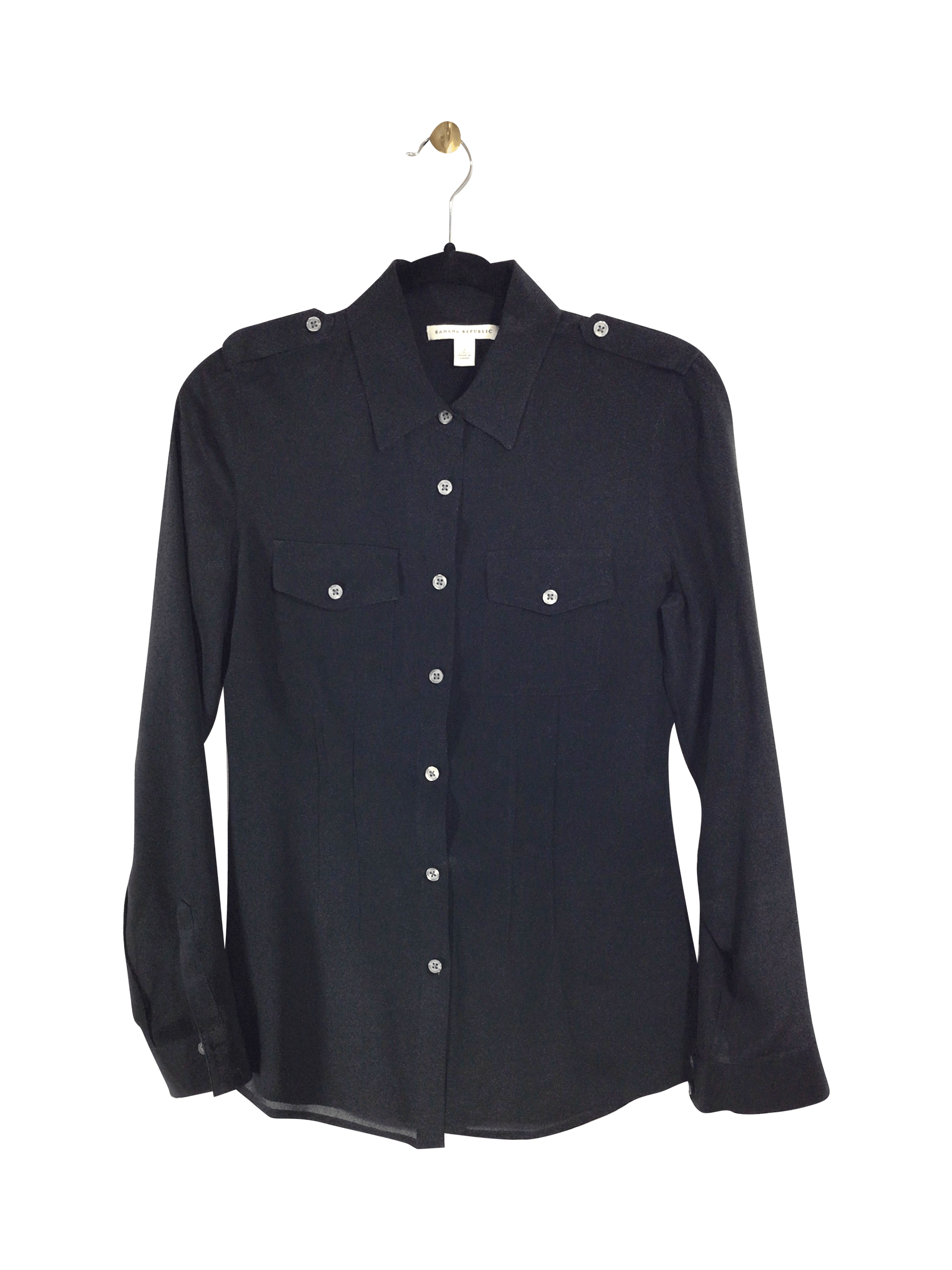 BANANA REPUBLIC Stylish Women's Regular Fit Black Button - Down Top Size 2