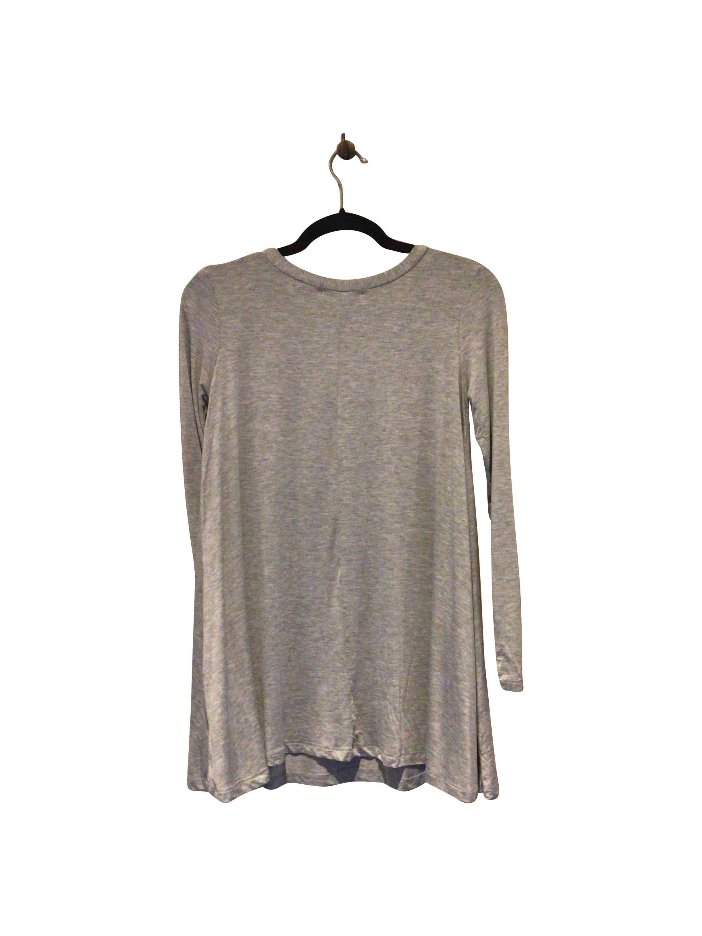 CARLY JEAN Stylish Regular Fit Gray Long-Sleeve Crew Neck T-shirt - XS