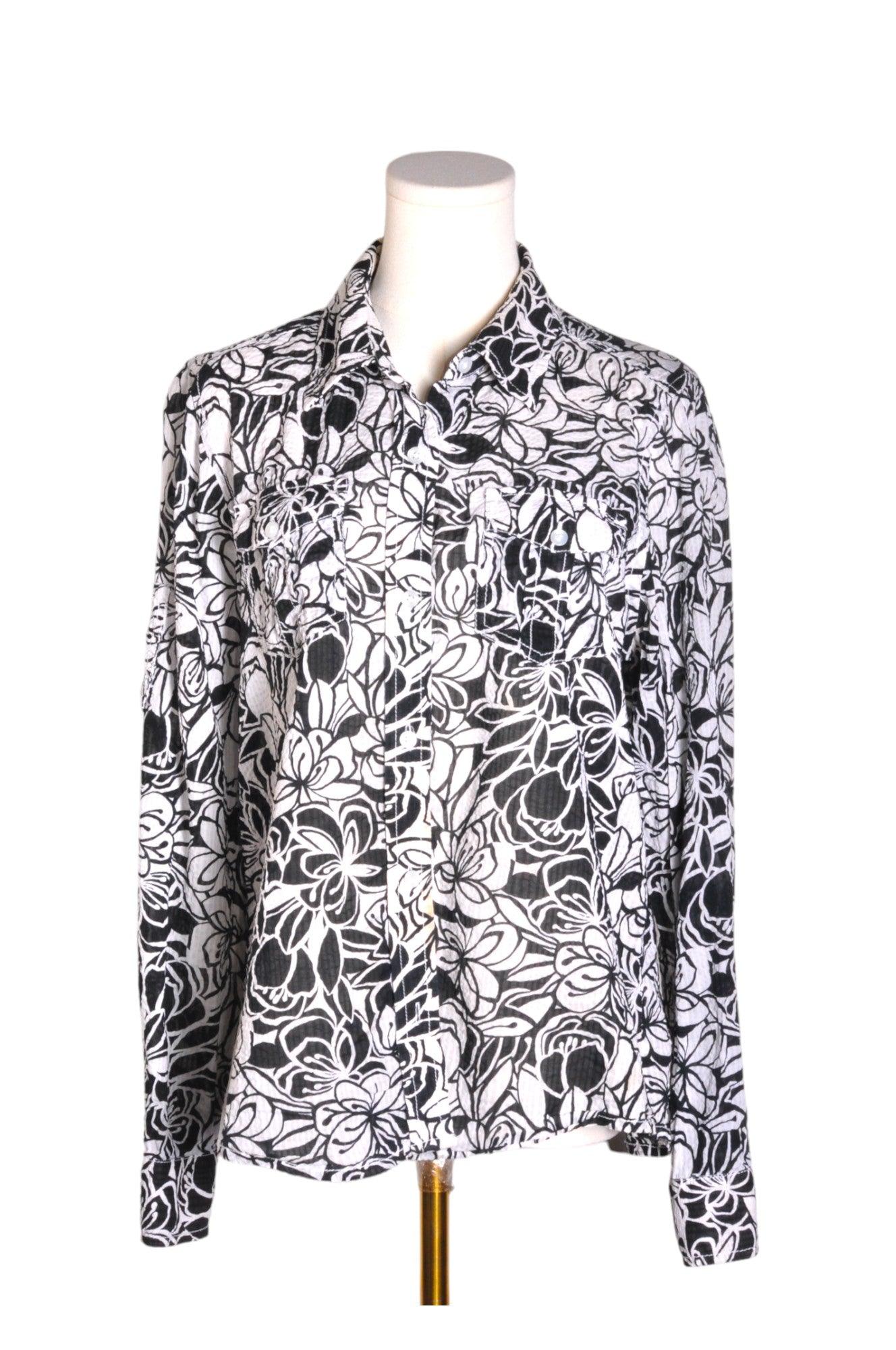 LIZ CLAIBORNE Stylish Women's White Regular-Fit Button Down Top - Size L