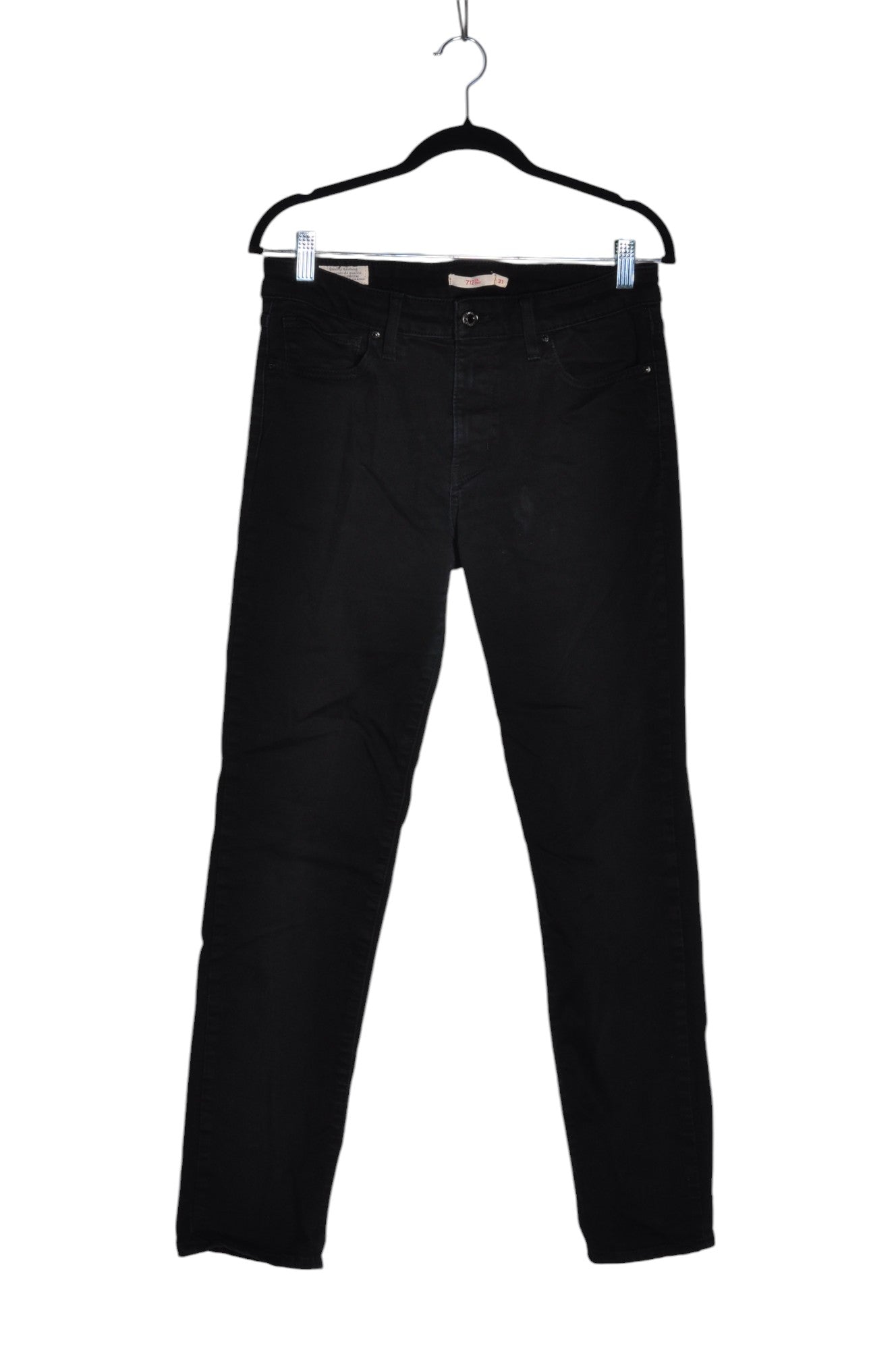 LEVI'S Second Hand Women's Regular Fit Straight-Legged Black Jeans - Size 31