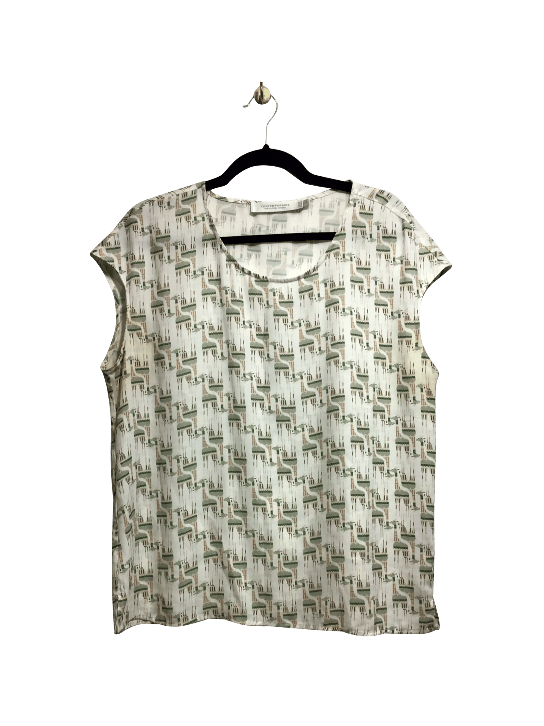 Stylish CONTEMPORAINE Regular Fit White Sleeveless Crew Neck T-shirt - Size L