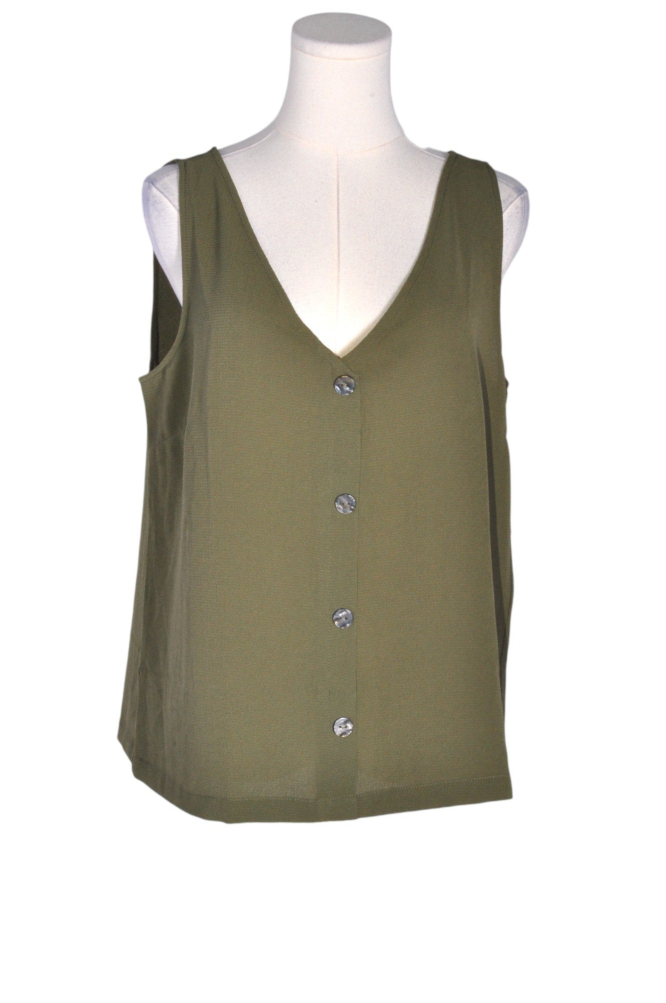 ONLY Women's Green Regular Fit Sleeveless V-Neck Blouse - Size 42