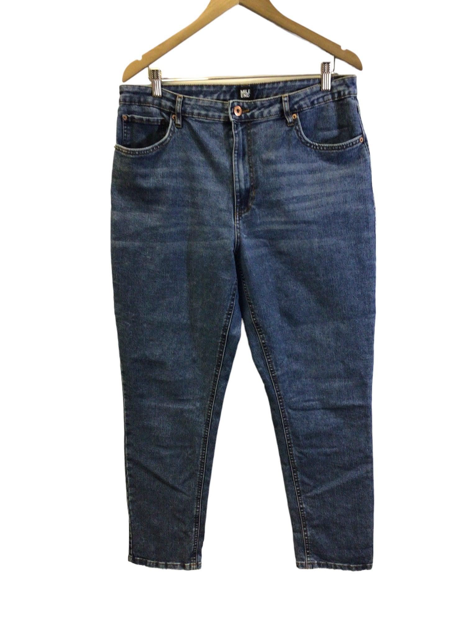 Stylish MILE END Women's Blue Regular-Fit Straight-Legged Jeans - Size 31