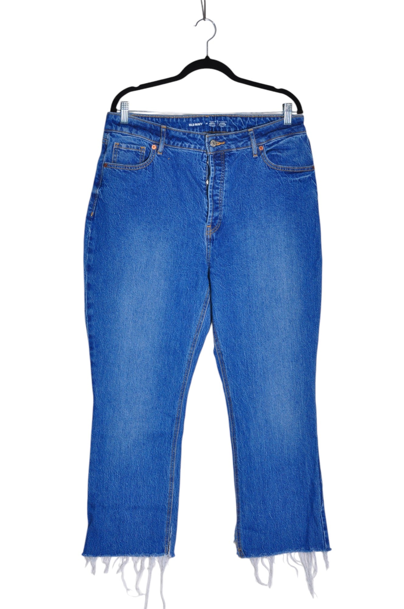 Second-Hand OLD NAVY Women's Blue Regular-Fit Straight-Legged Jeans - Size 14