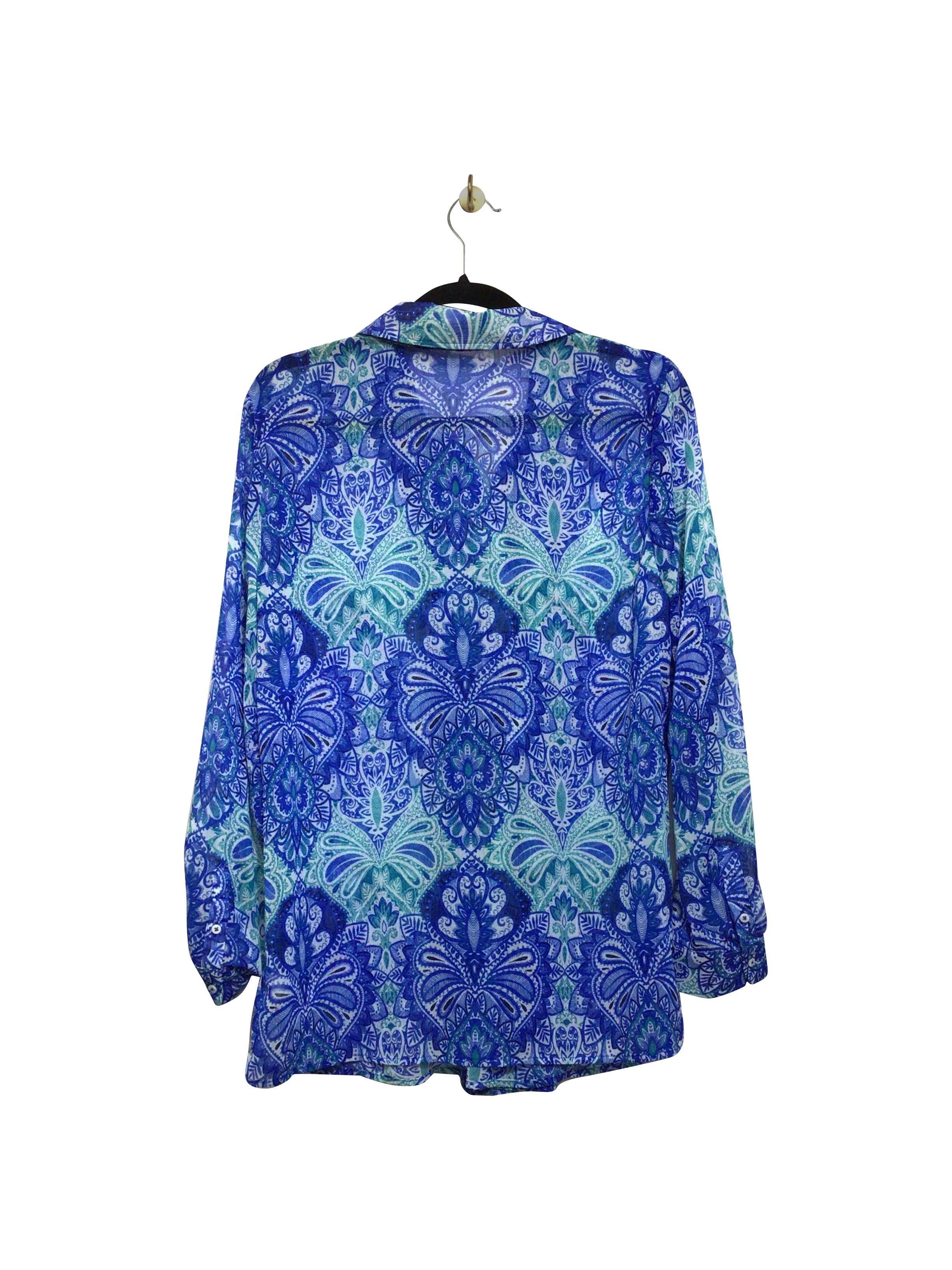 Stylish Cristina B Blue Regular Fit Button-down Long Sleeve Top - Size M