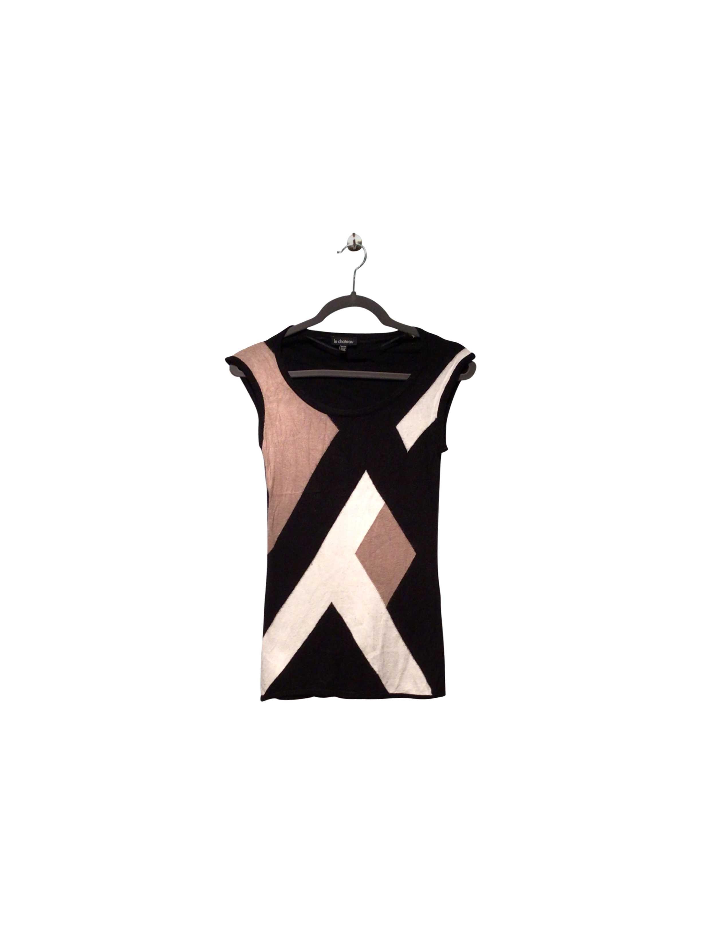 CHATEAU Stylish Regular Fit Sleeveless Crew Neck Black Blouse - XS
