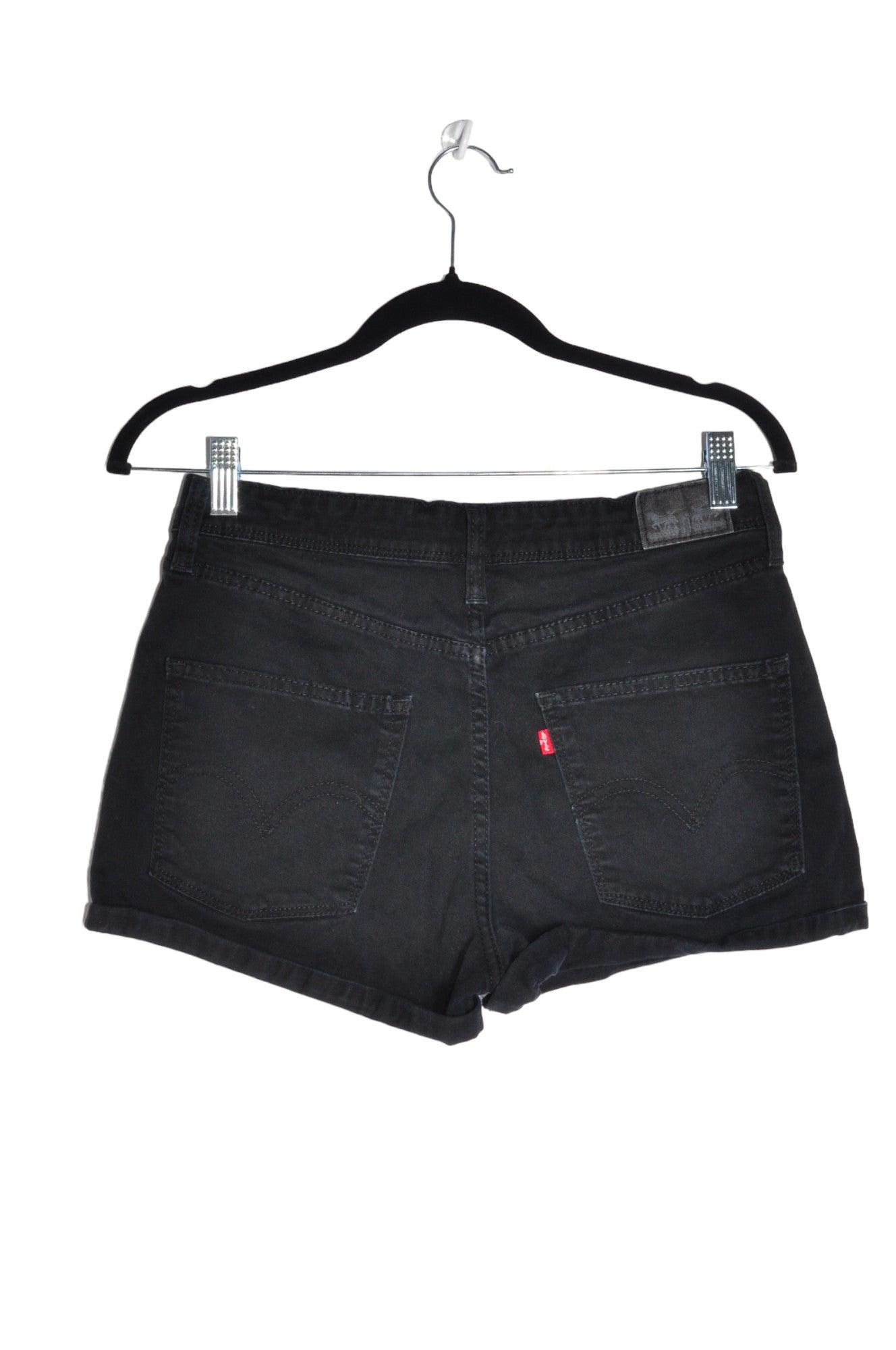 LEVI'S Stylish Women's Black Regular Fit Denim Shorts - Size 28