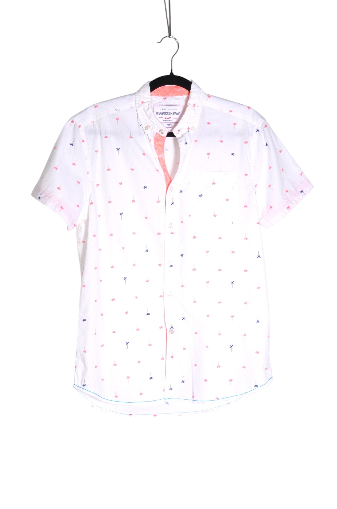 INTERNATIONAL REPORT Men's Stylish White Button - Down Regular - Fit Tops - Size S