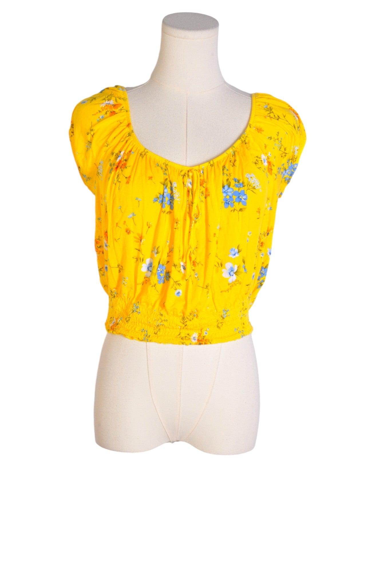 FOREVER 21 Stylish Women's Yellow Regular Fit Crop Tops - Size M