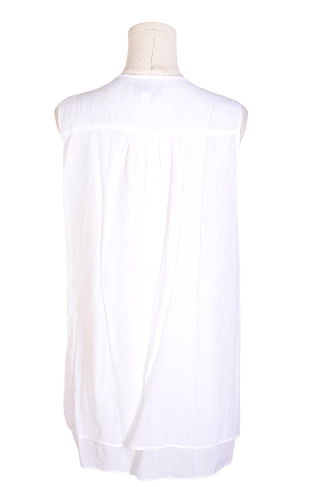 CRISTINA B Women's White Regular Fit Sleeveless V-Neck Blouse - Size M