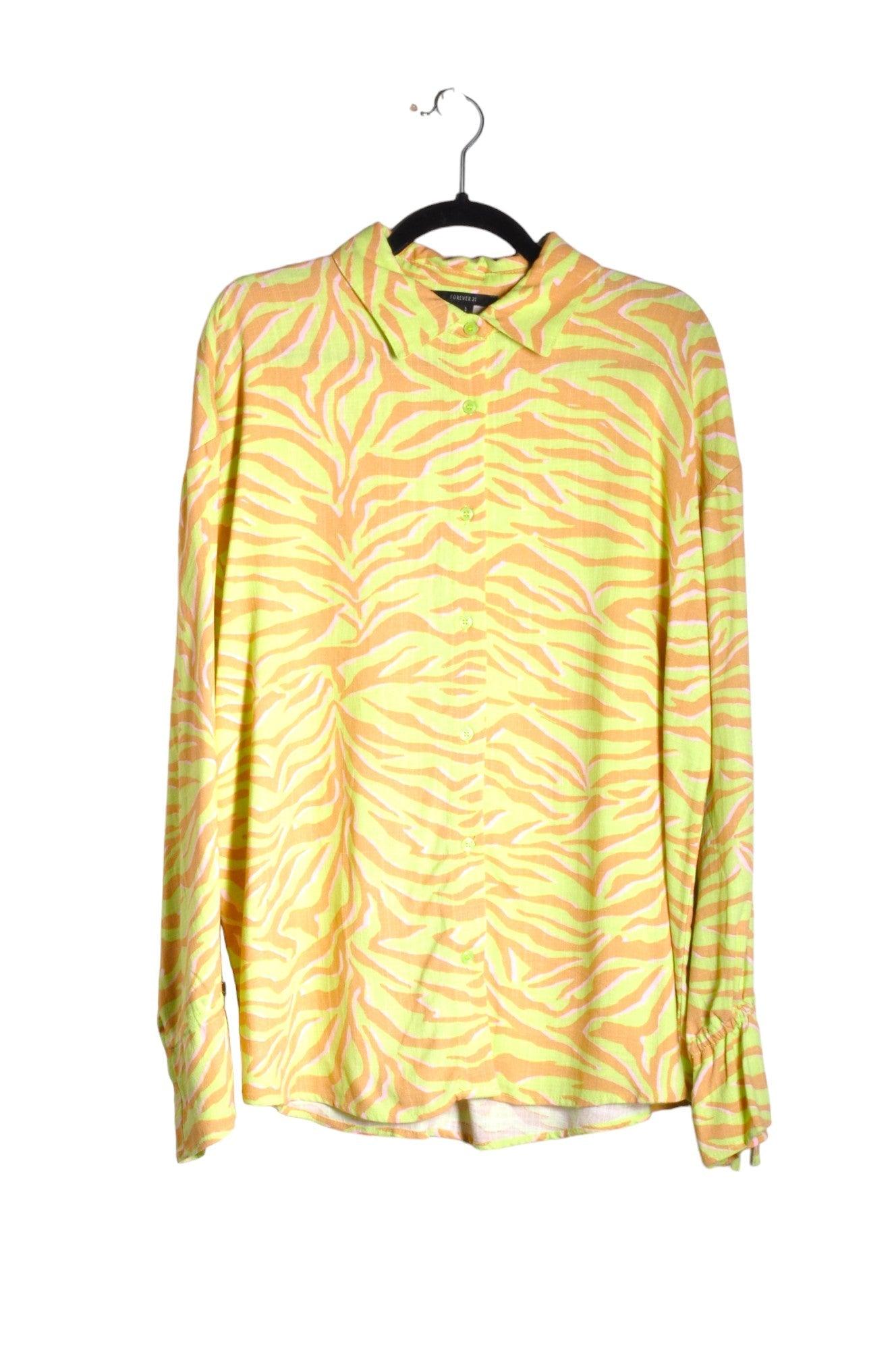 FOREVER 21 Stylish Women's Regular Fit Yellow Button - Down Top in Size L