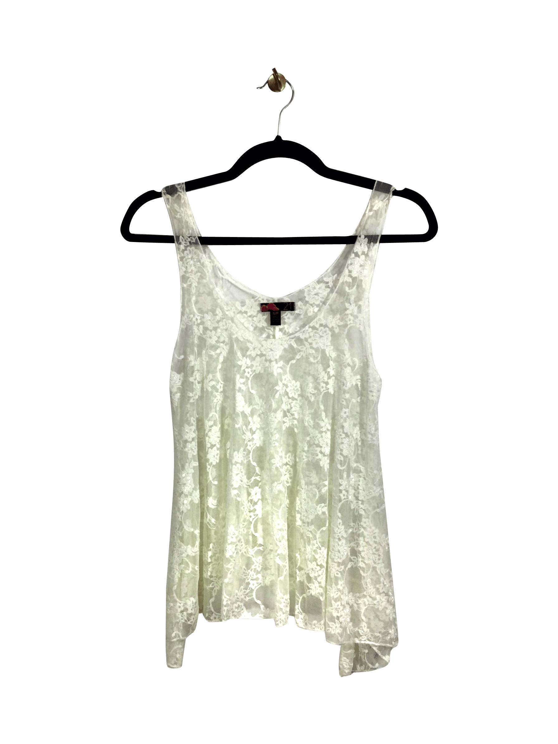 FOREVER 21 White Regular Fit S-Size Second Hand Tank Top