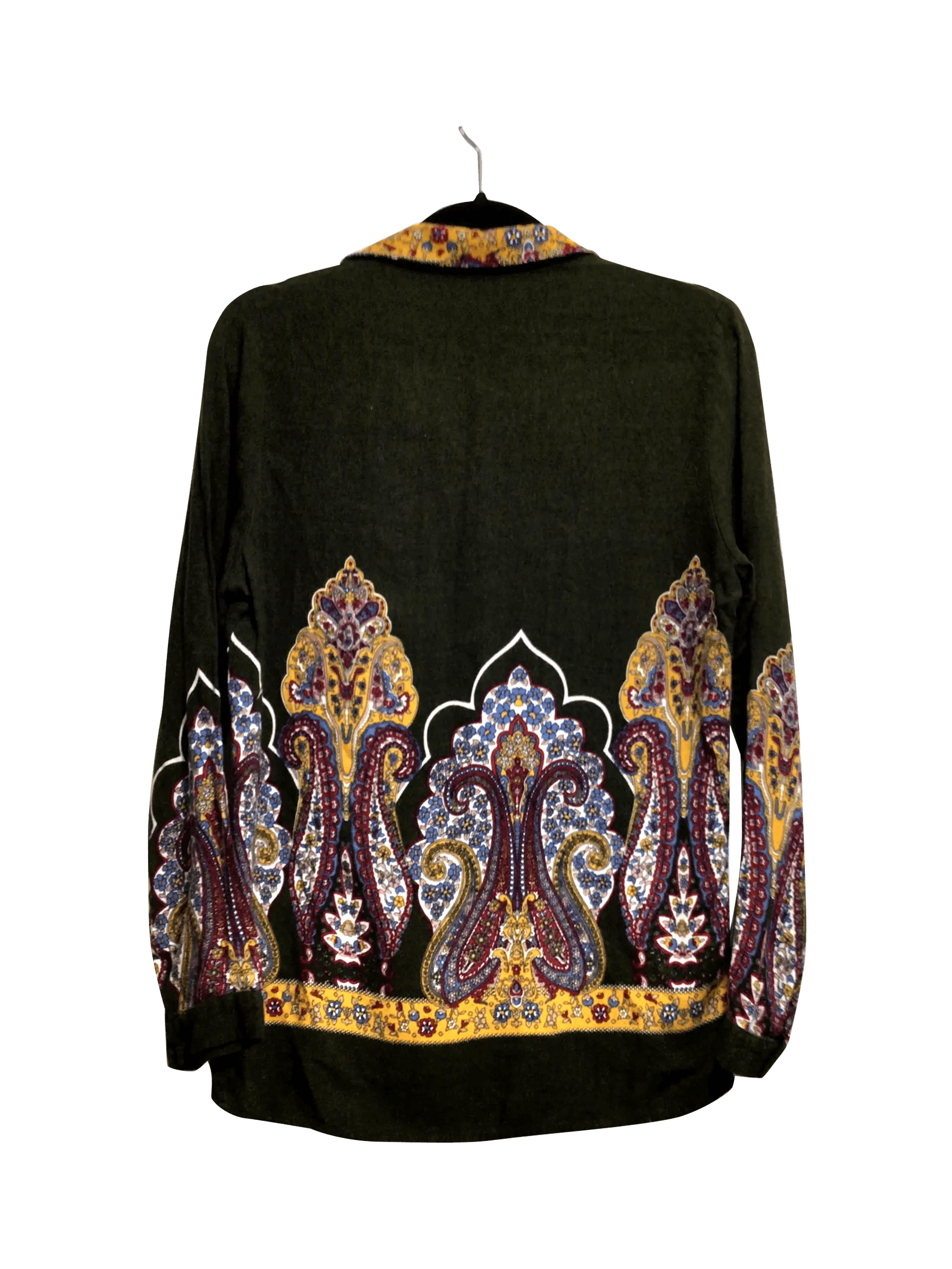 MISELL Stylish Regular Fit Green Button-down Top - Size L