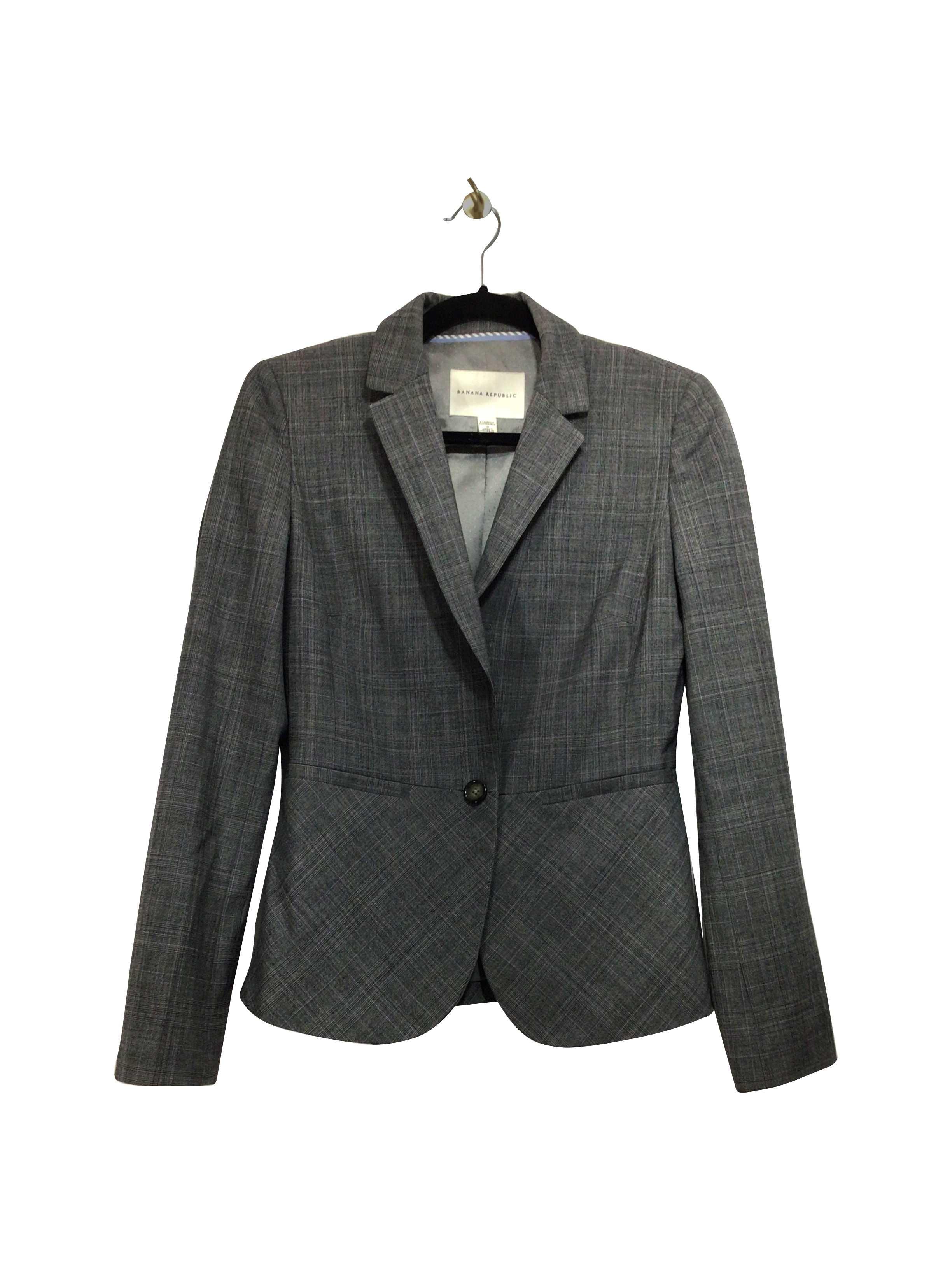 BANANA REPUBLIC Stylish Regular Fit Gray Blazer - Size 0