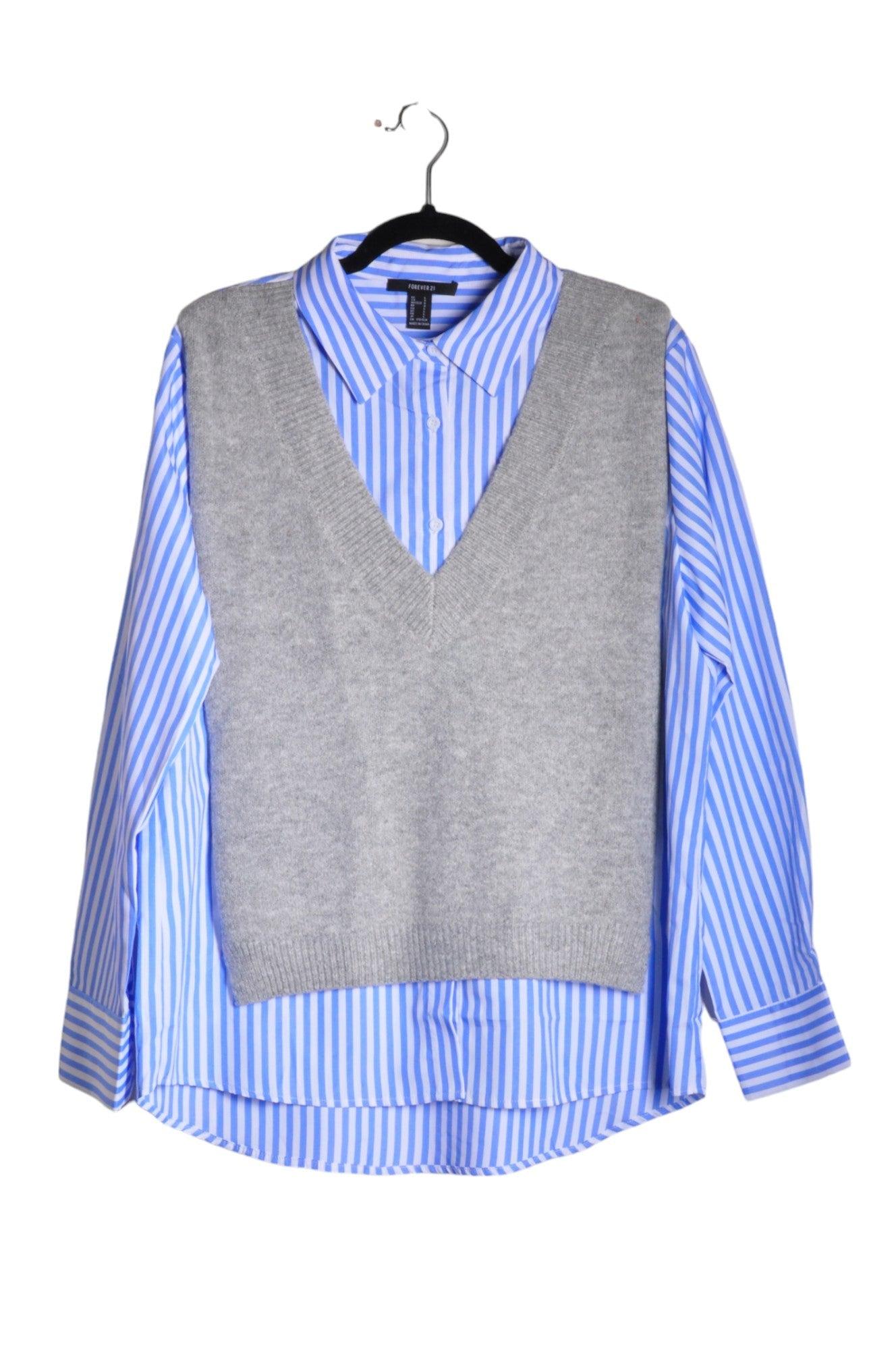 FOREVER 21 Stylish Women's Regular Fit Blue Blouse - Size L