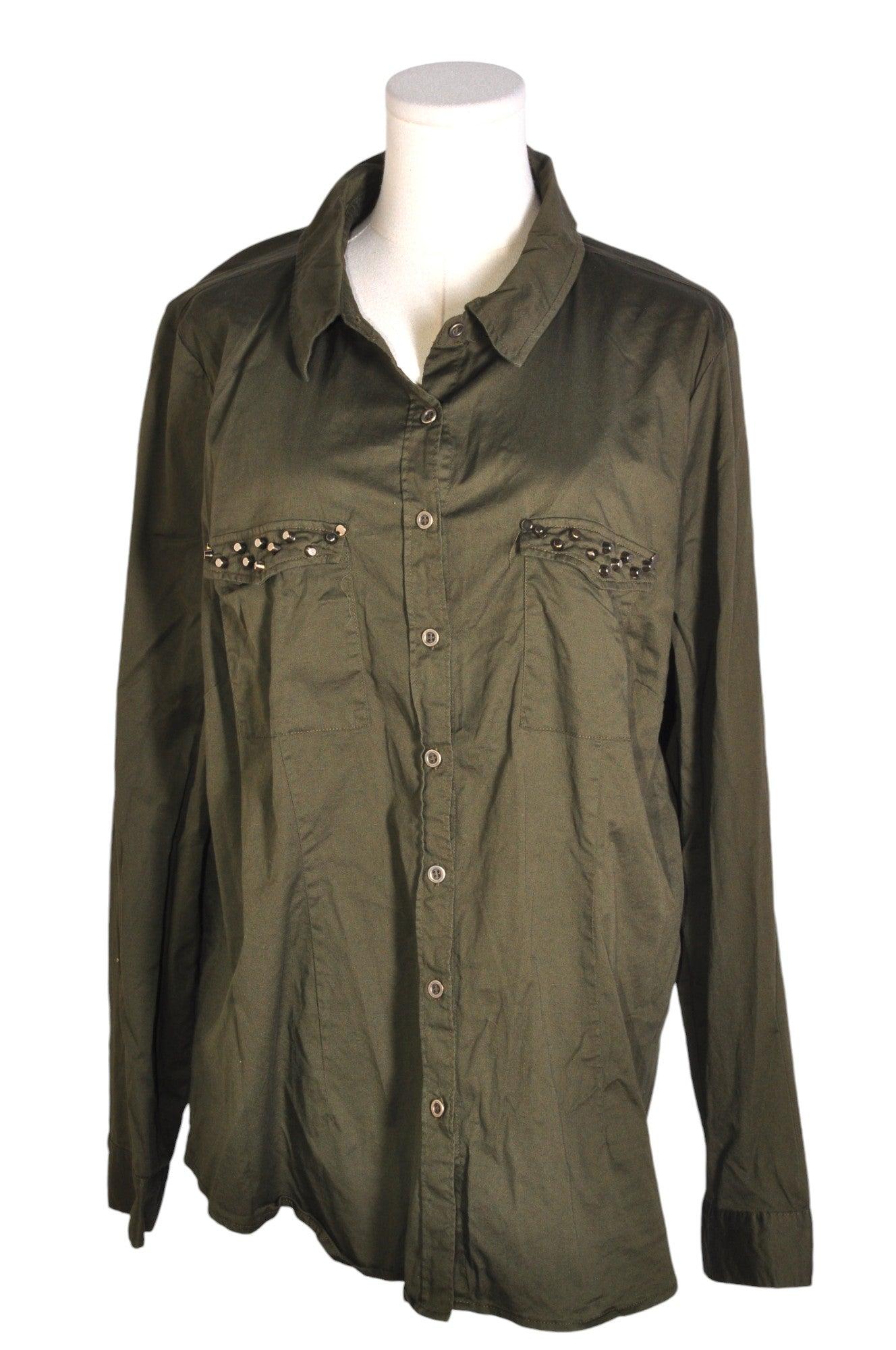 FOREVER 21 Stylish Women's Green Regular Fit 2X Button Down Tops