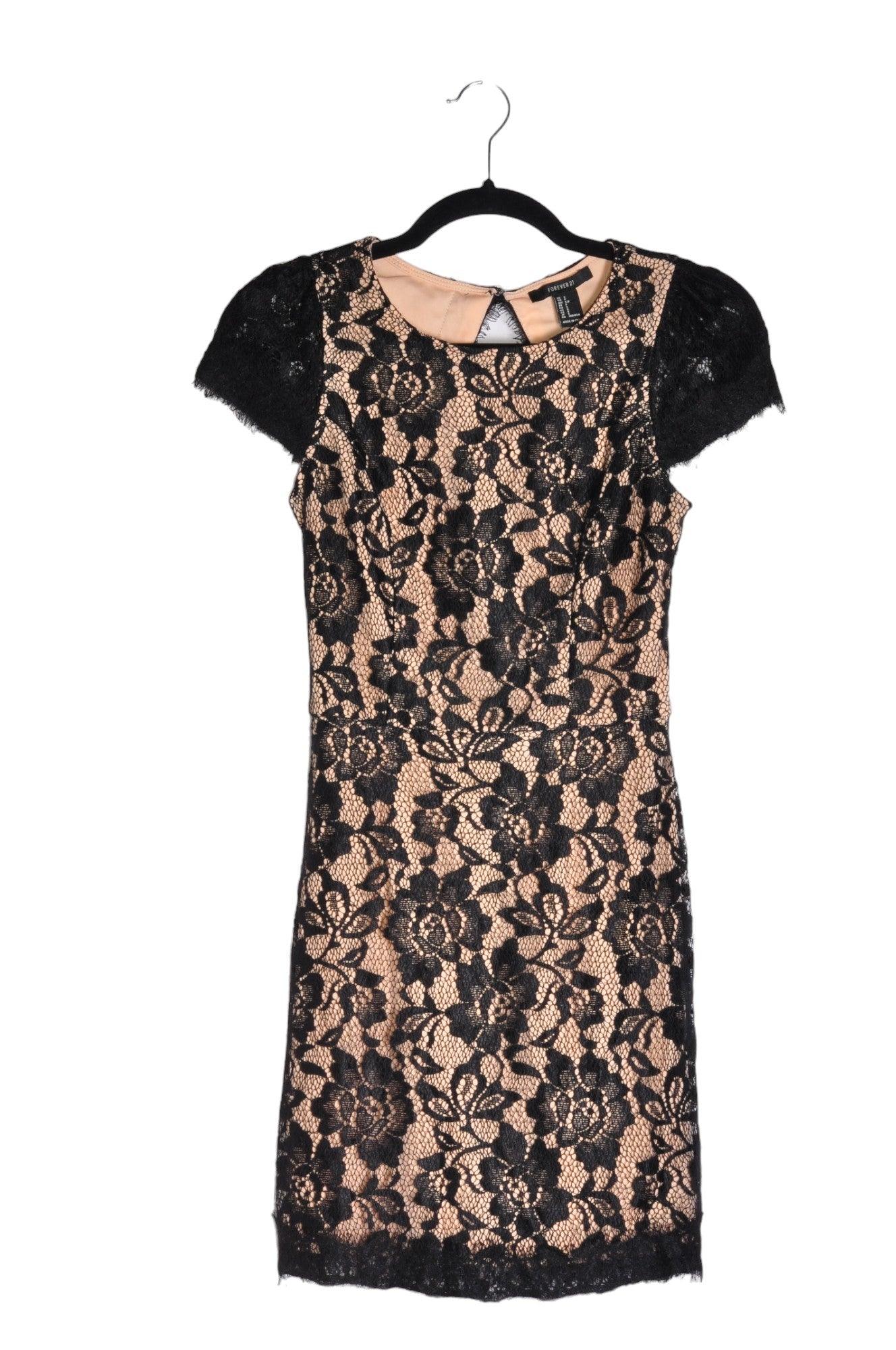 FOREVER 21 Stylish Women's Black Drop Waist Regular Fit Dress - Size S