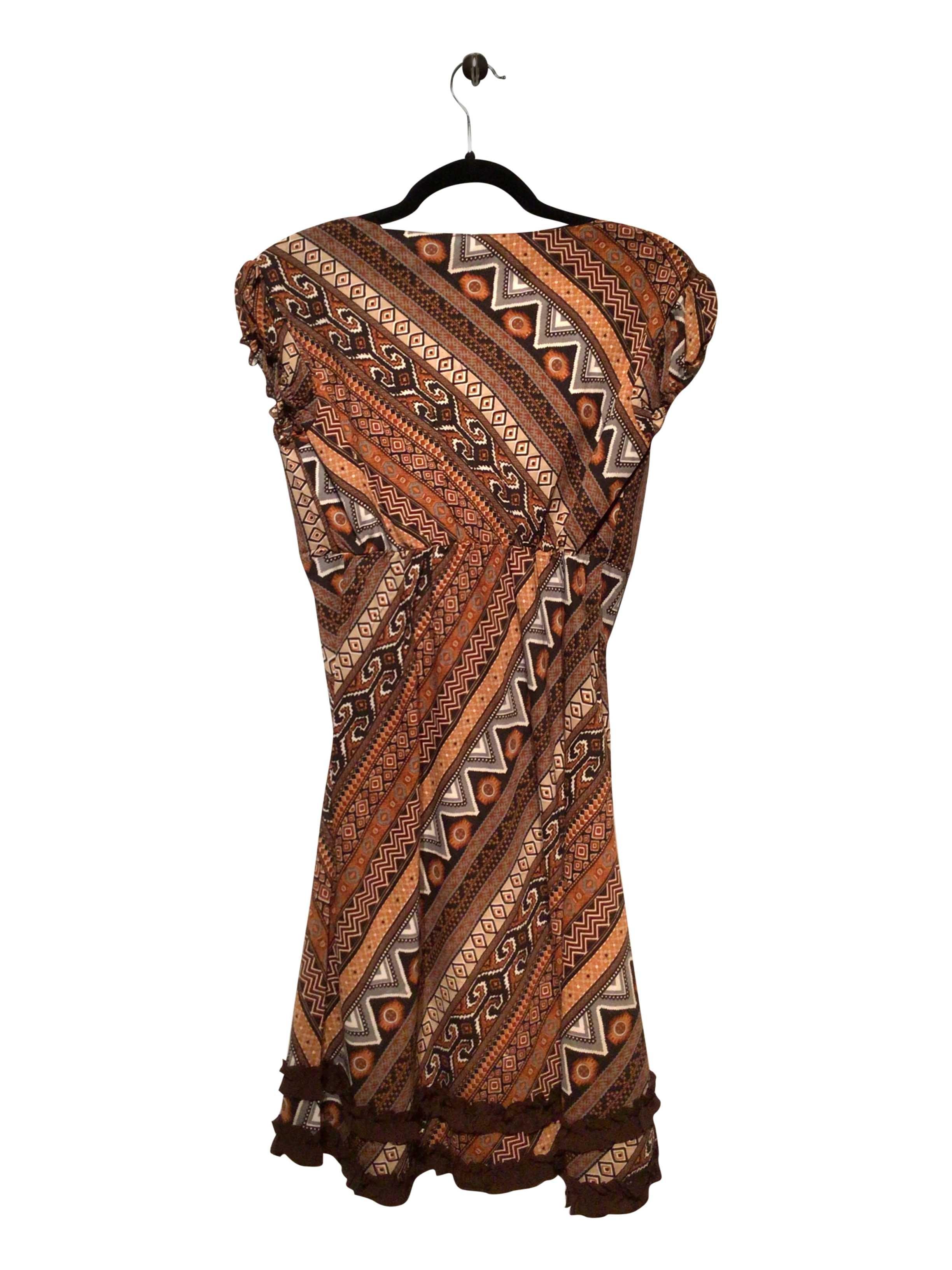 OULALA Stylish Regular Fit Brown Wrap Dress - Size S