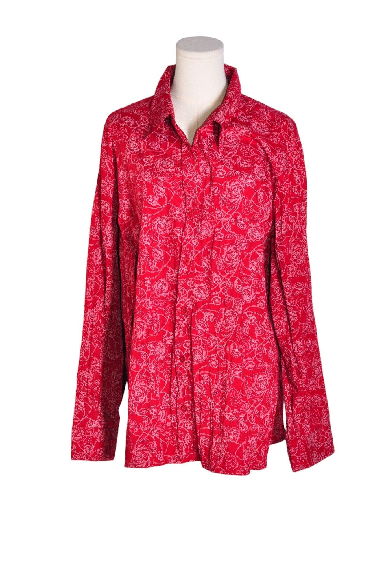 CARROLL REED Stylish Women's Red Regular Fit 2X Button Down Tops