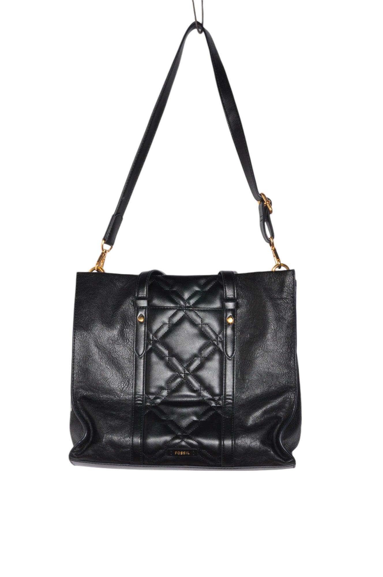 FOSSIL Stylish Regular-Fit Second-Hand Women's Black Handbag - Size S