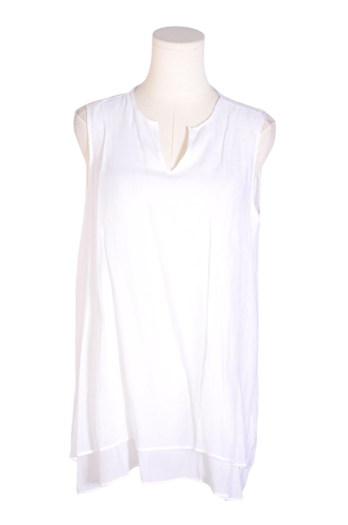 CRISTINA B Women's White Regular Fit Sleeveless V-Neck Blouse - Size M
