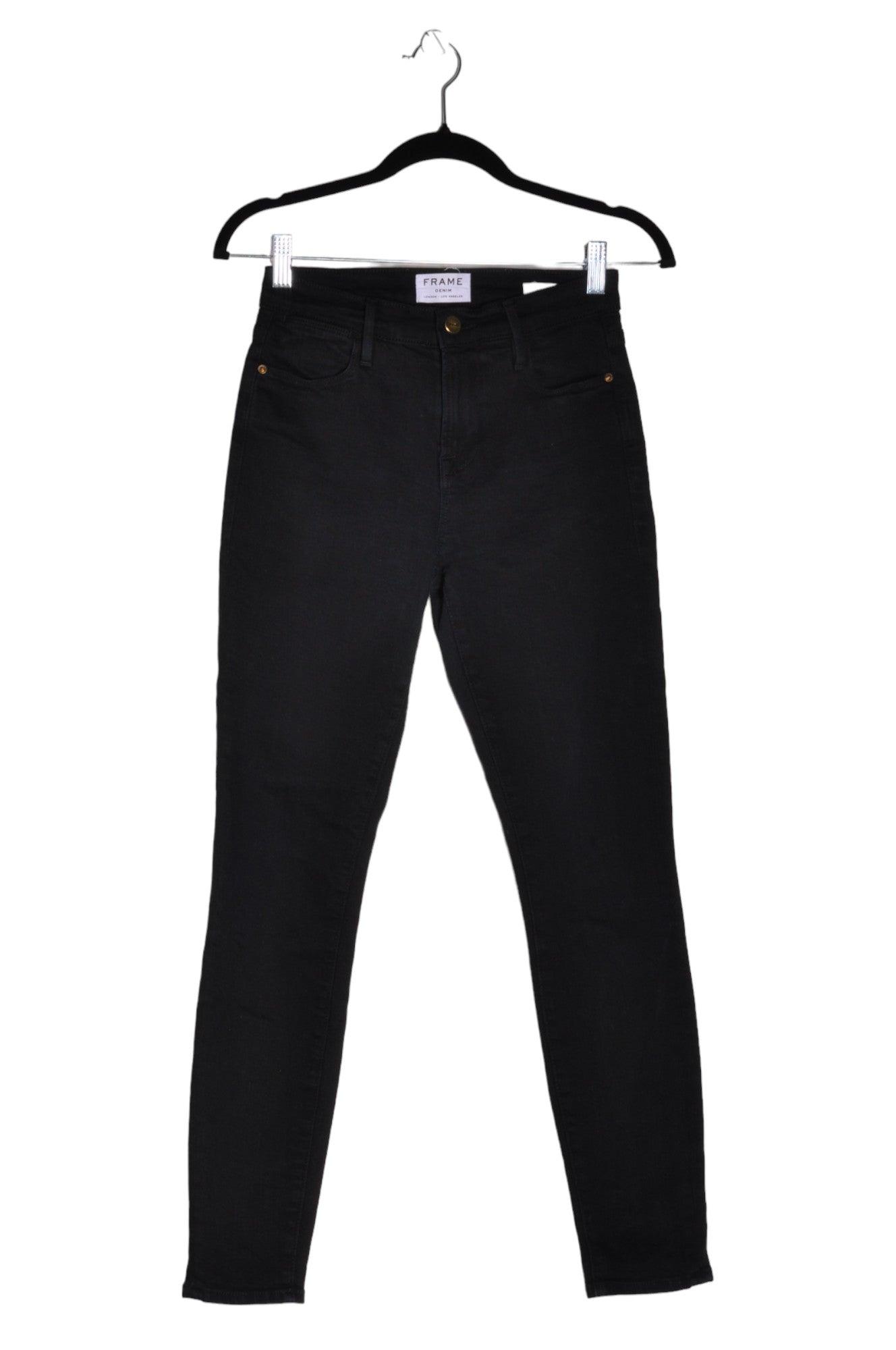 FRAME DENIM Stylish Women's Black Straight-Legged Regular Fit Jeans - Size 25