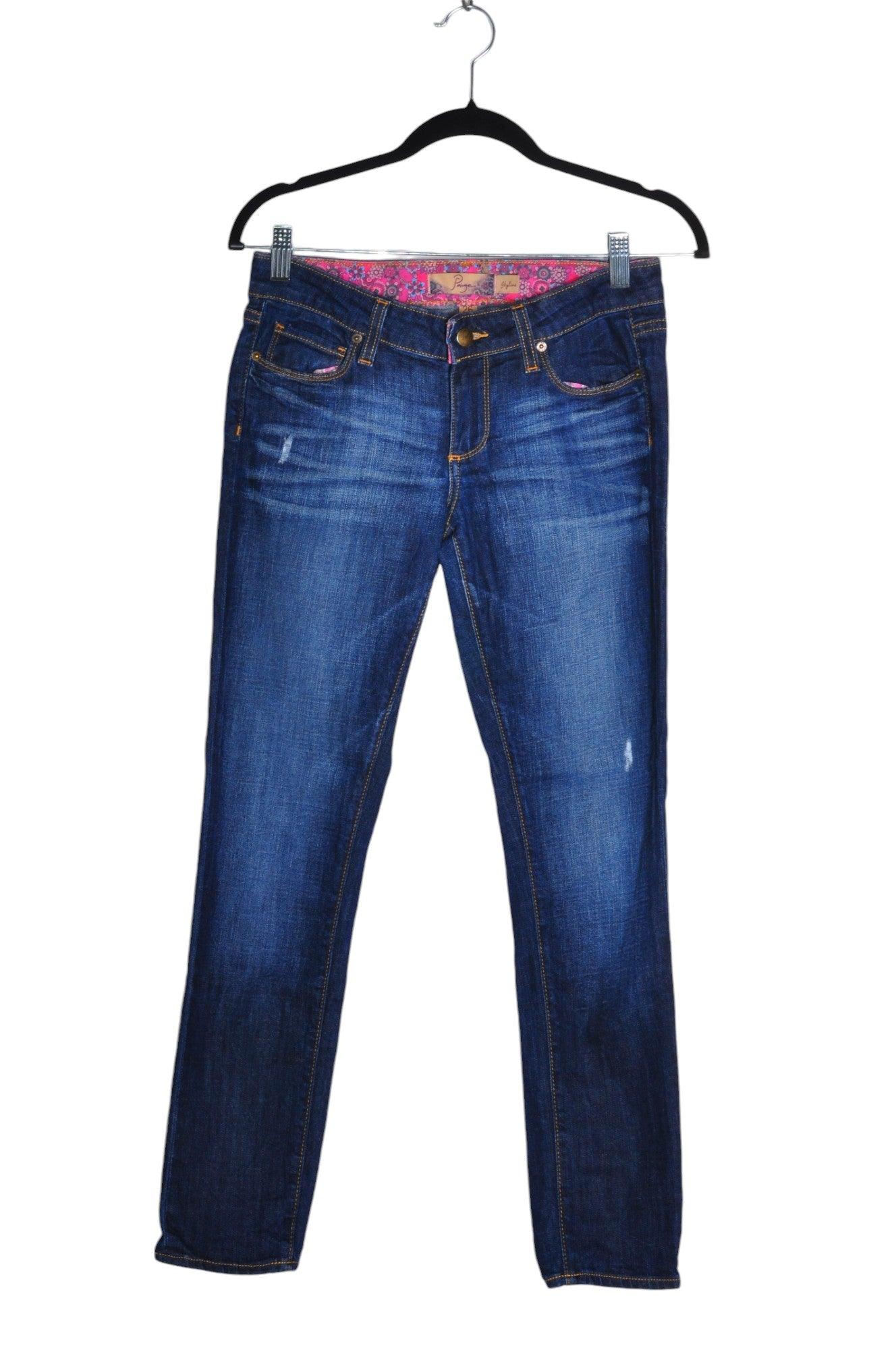 Stylish PAIGE Women's Blue Regular-Fit Straight-Legged Jeans - Size 26