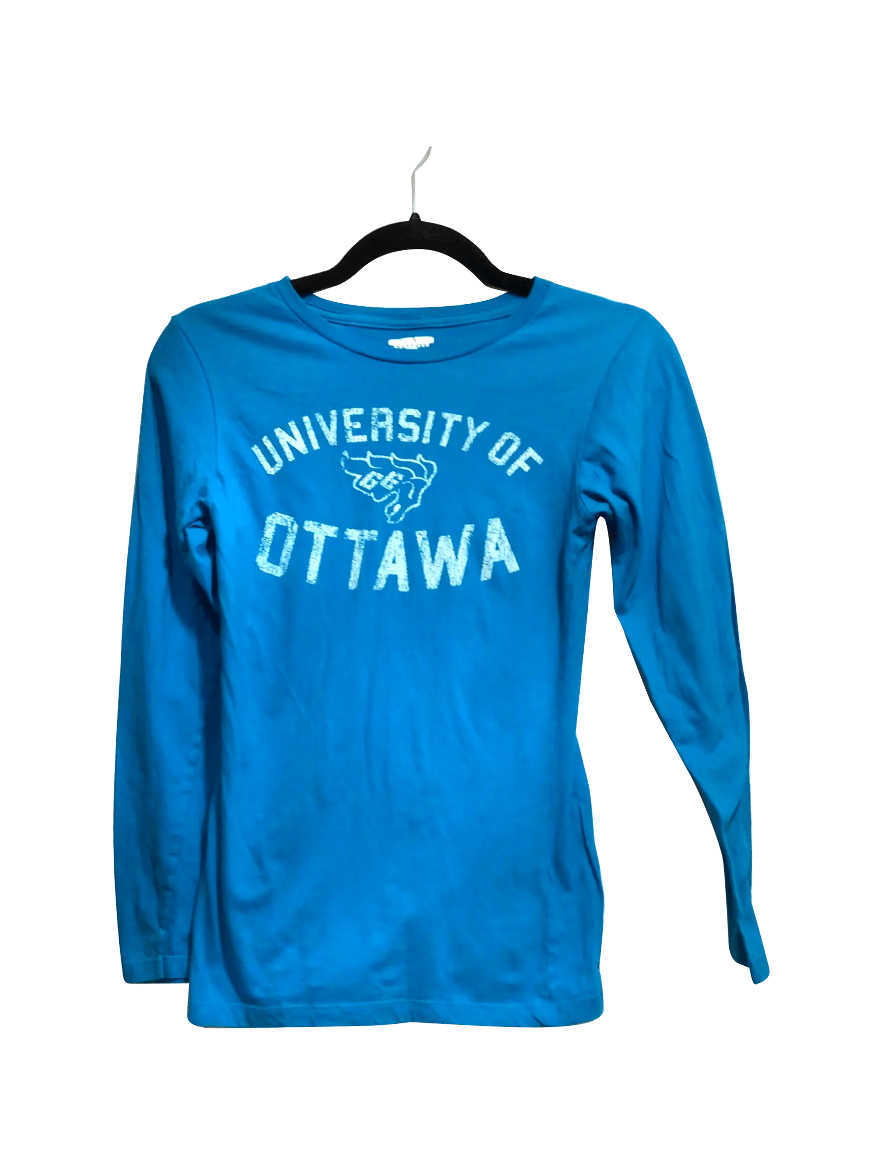CAMPUS HOODS ATHLETICS Stylish Regular Fit Blue Long - Sleeve Crew Neck T - shirt - Size S