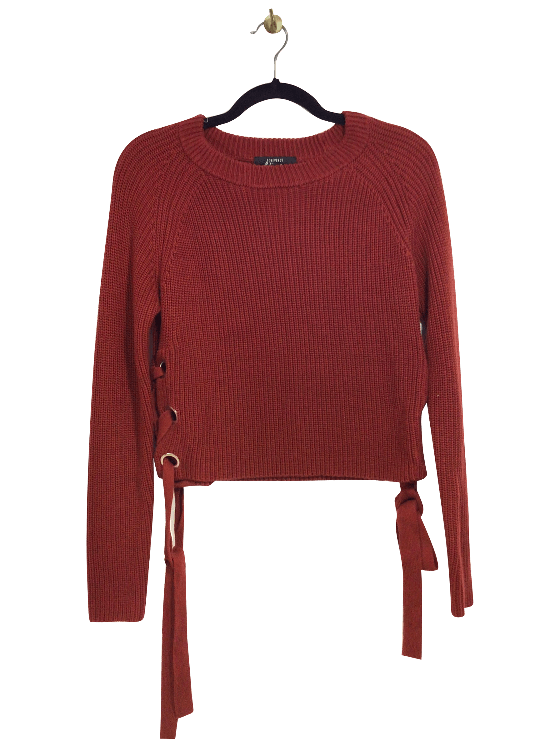FOREVER 21 Stylish Regular Fit Long-Sleeved Red T-Shirt - Size S