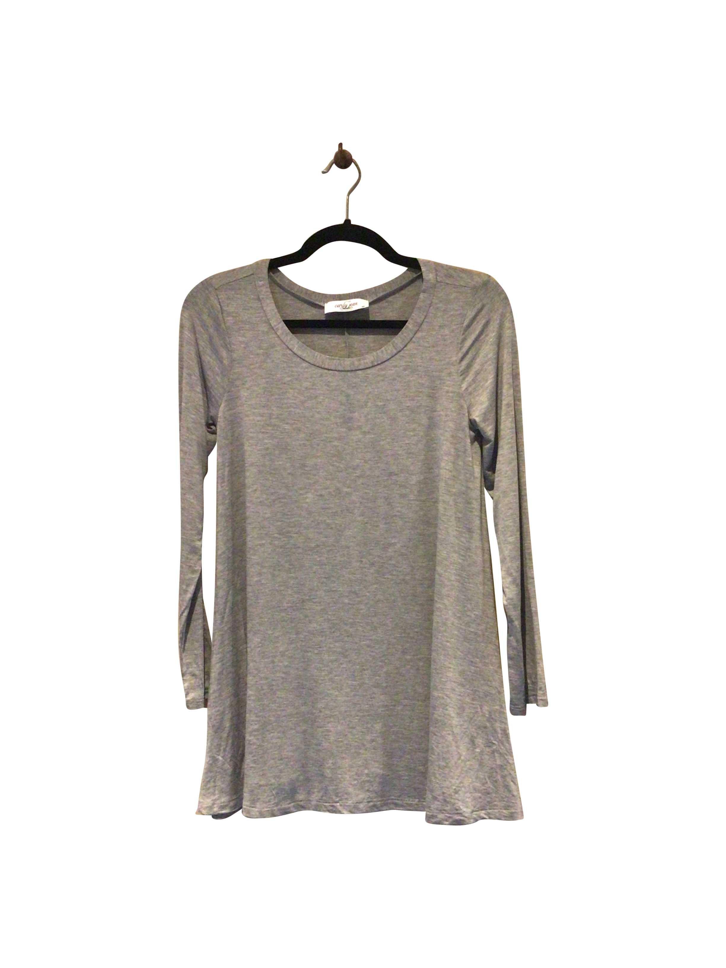 CARLY JEAN Stylish Regular Fit Gray Long-Sleeve Crew Neck T-shirt - XS