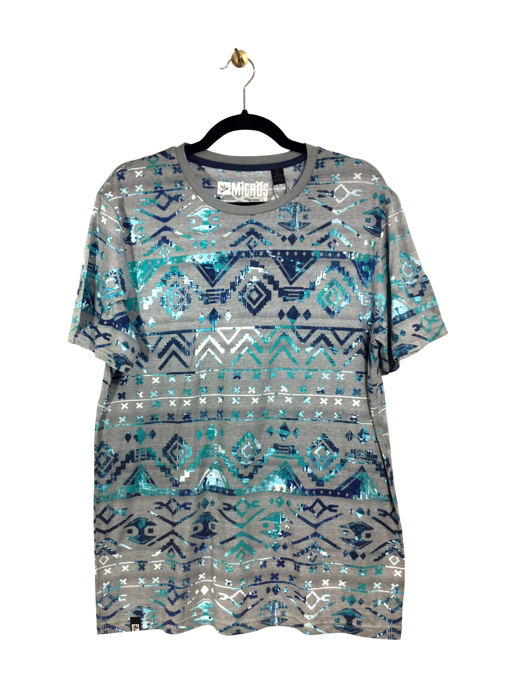 Stylish MICROS Blue Regular Fit T-shirt - Size L