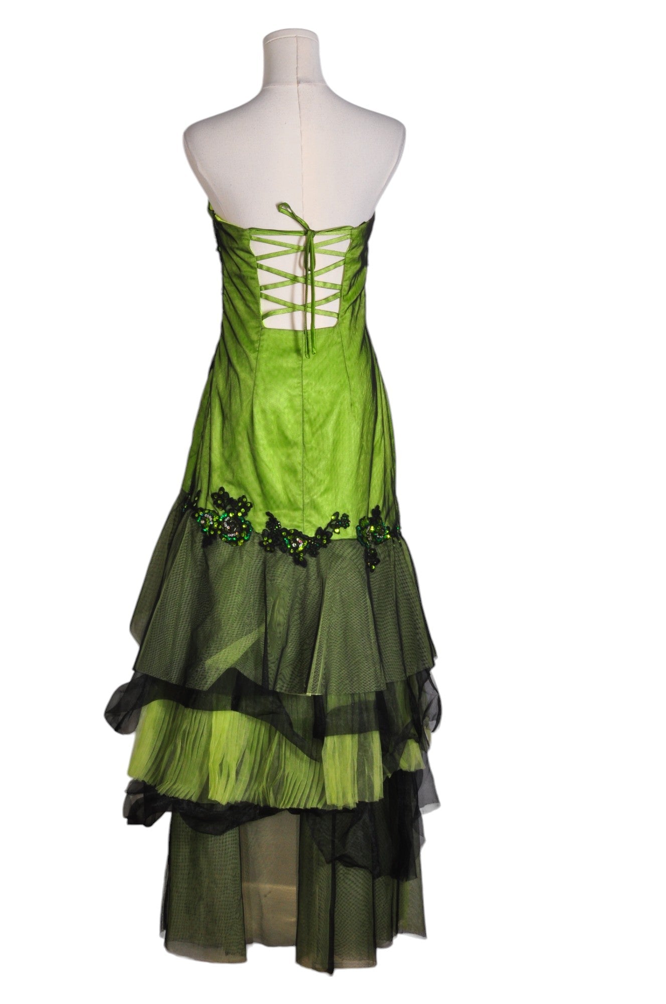 INTERLUDE Stylish Women's High Low Green Dress in Regular Fit - Size M