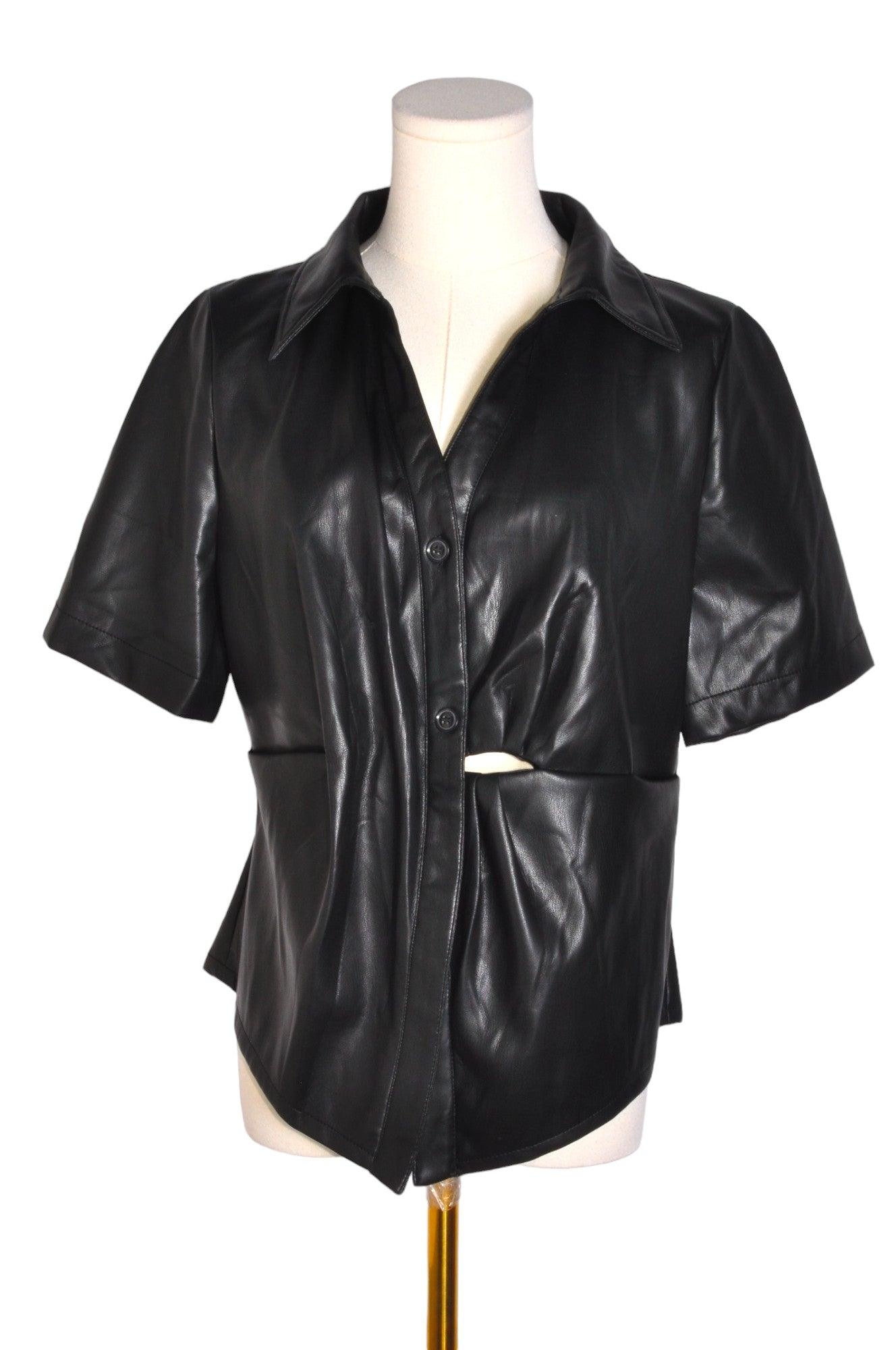 HOUSE OF HARLOW Stylish Women's Black Button - Down Regular - Fit Tops in Size M