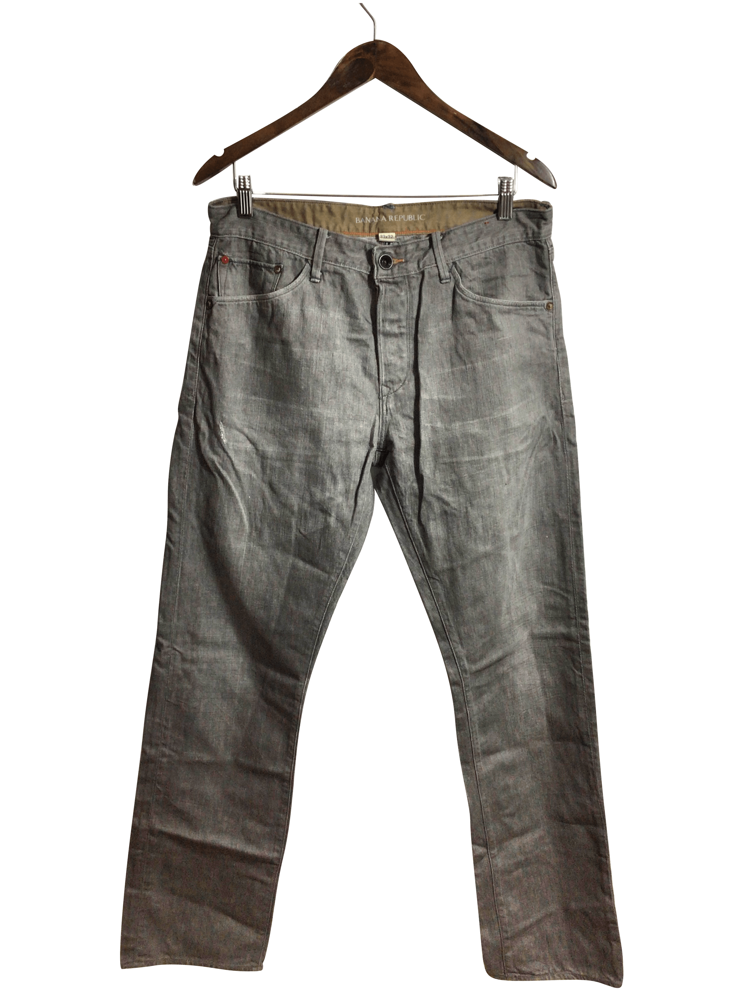 BANANA REPUBLIC Stylish Women's Gray Regular Fit Straight-Legged Jeans - Size 33x32