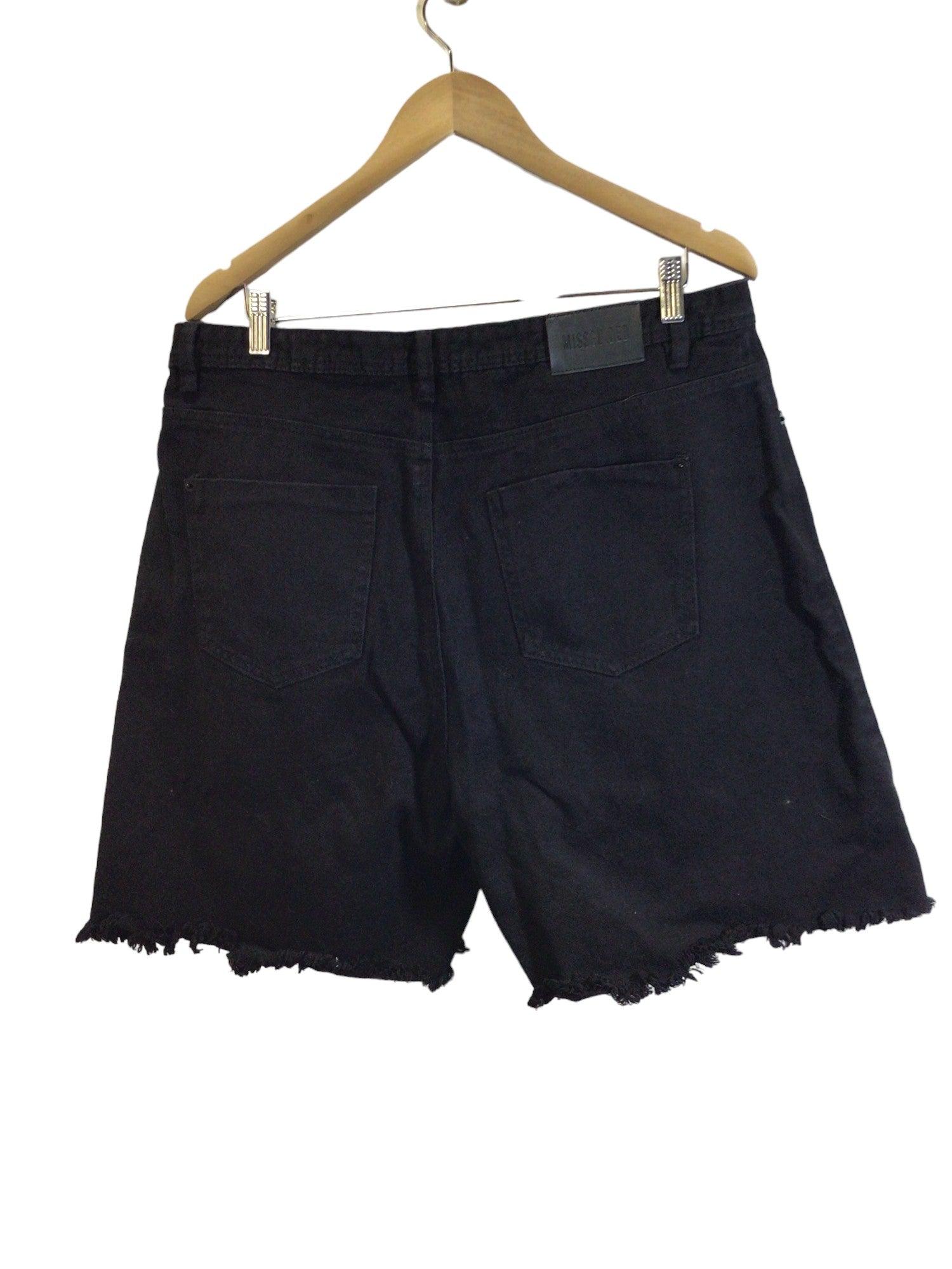 MISSGUIDED Stylish Women's Black Regular Fit Denim Shorts - Size 16