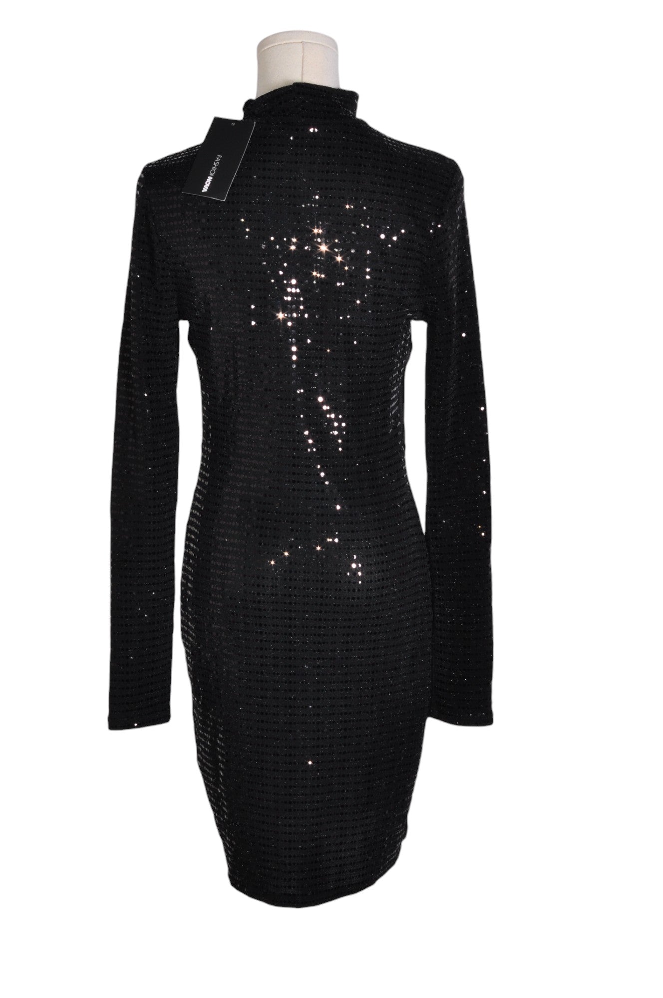 FASHION NOVA Stylish Women's Black Regular Fit Bodycon Dress - Size L