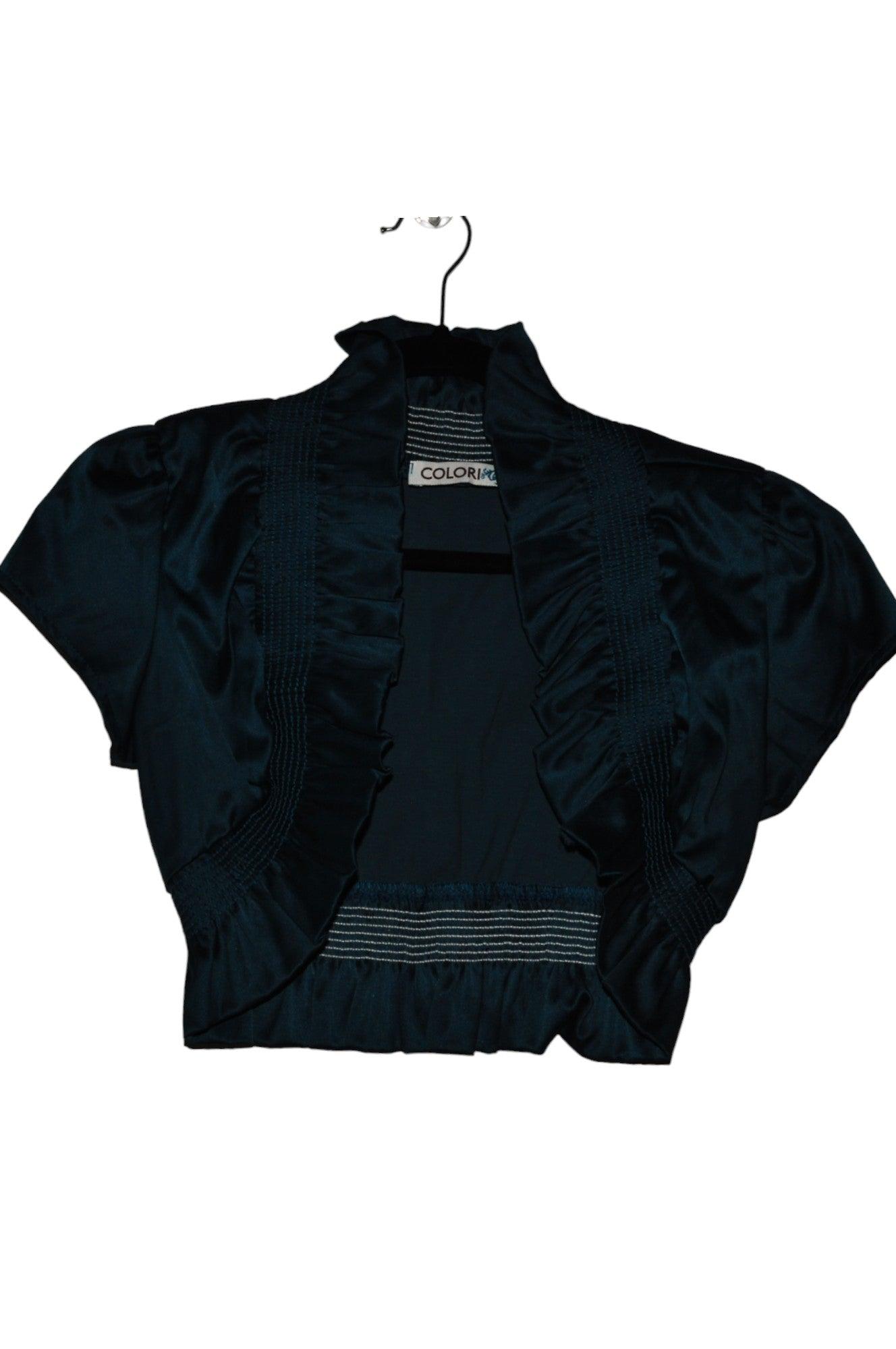 Stylish COLORI Blue Regular-Fit Women's Boleros in Size M