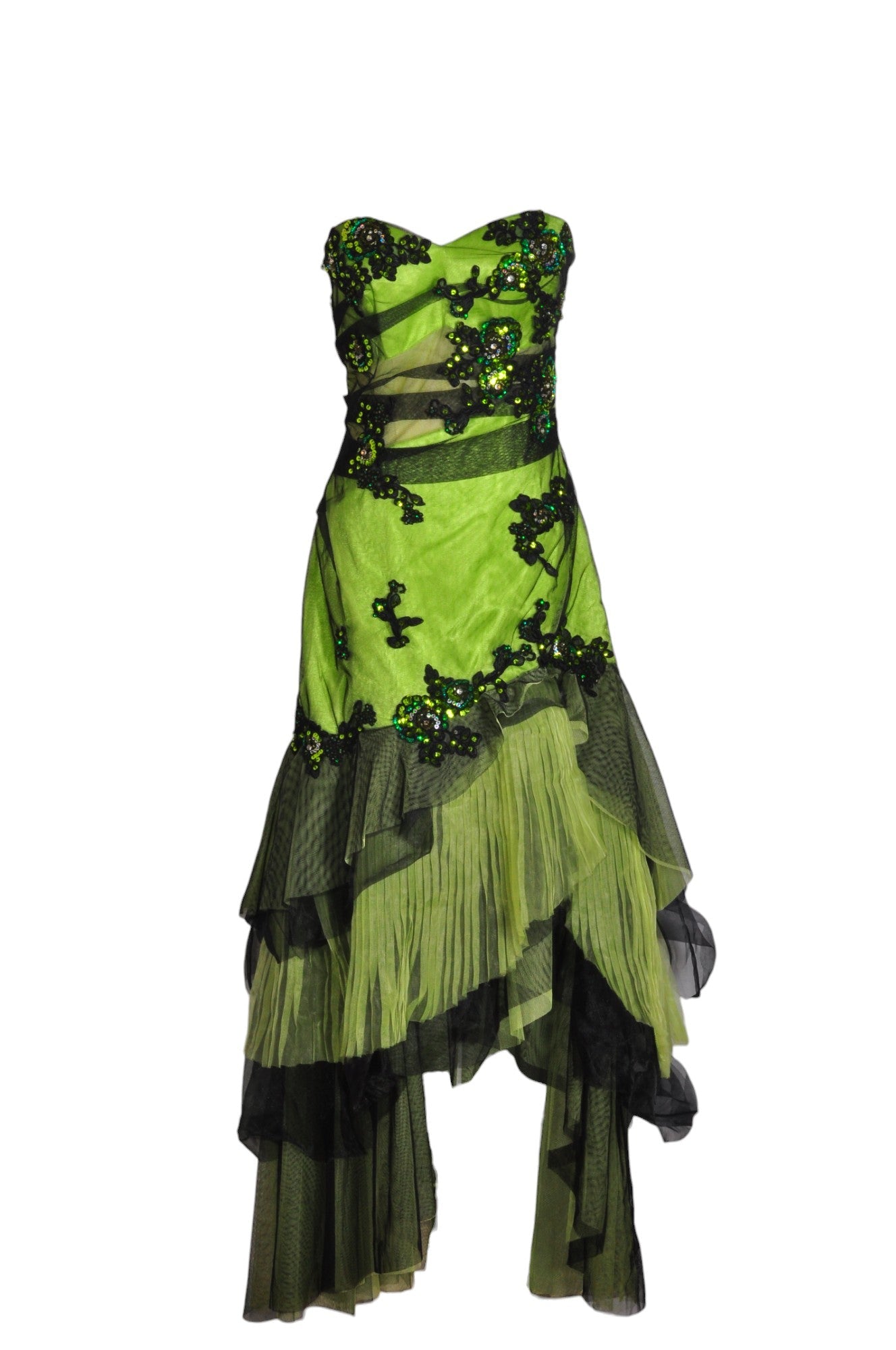 INTERLUDE Stylish Women's High Low Green Dress in Regular Fit - Size M