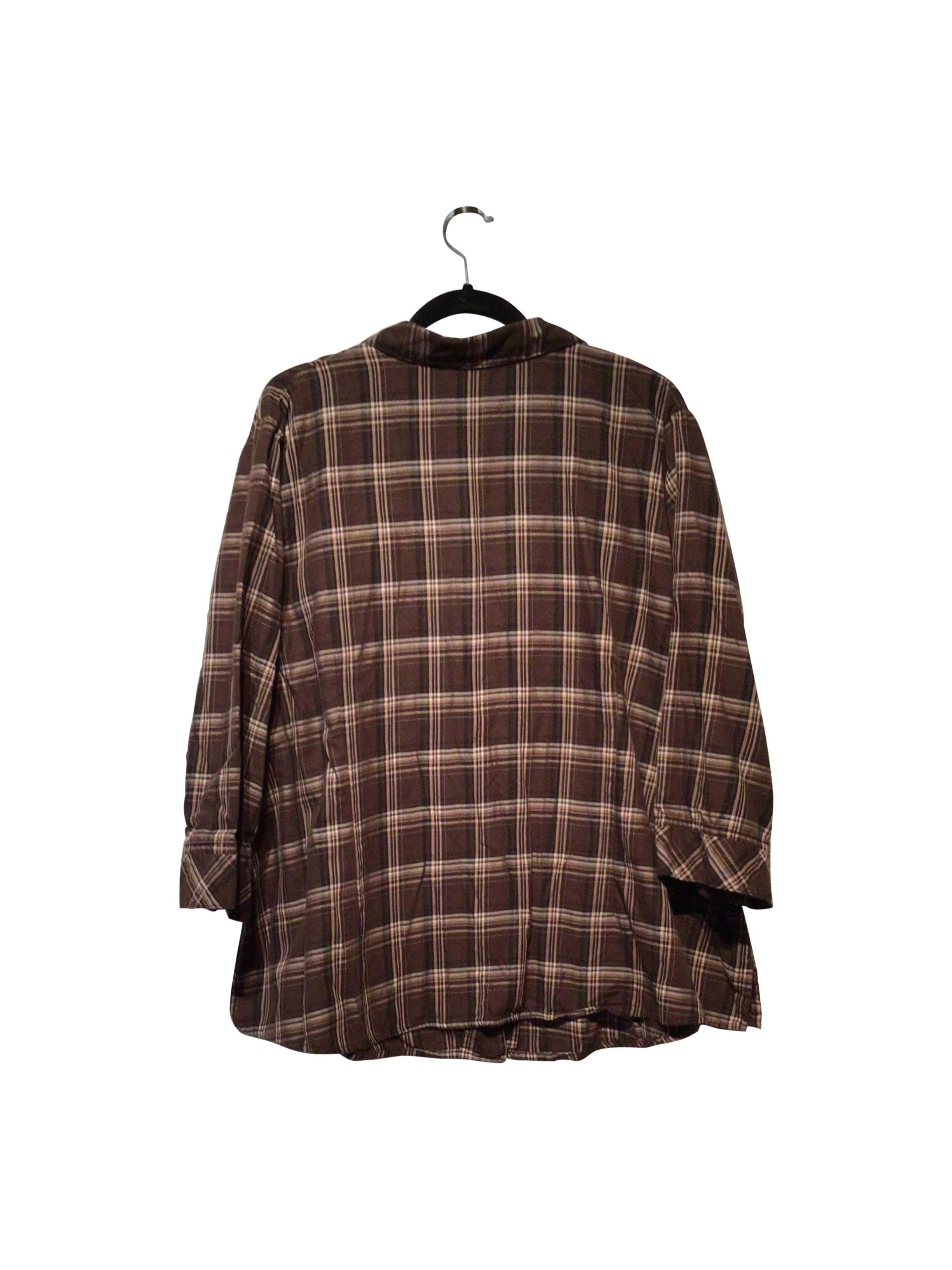 CARROLL REED Stylish Regular Fit Brown Button-down Top - Size 24W