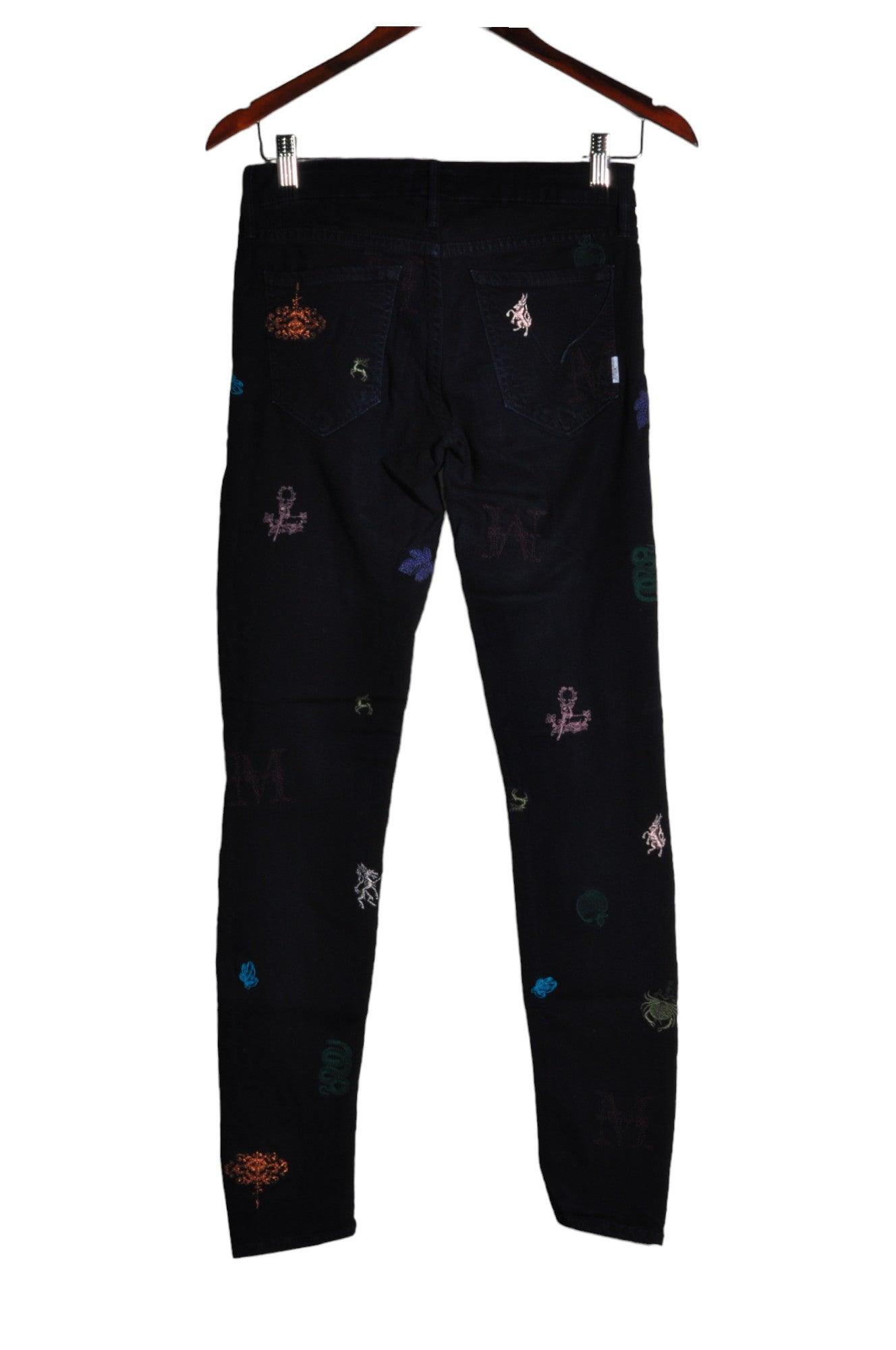 Stylish MOTHER Women's Regular Fit Straight-Legged Black Jeans - Size 27