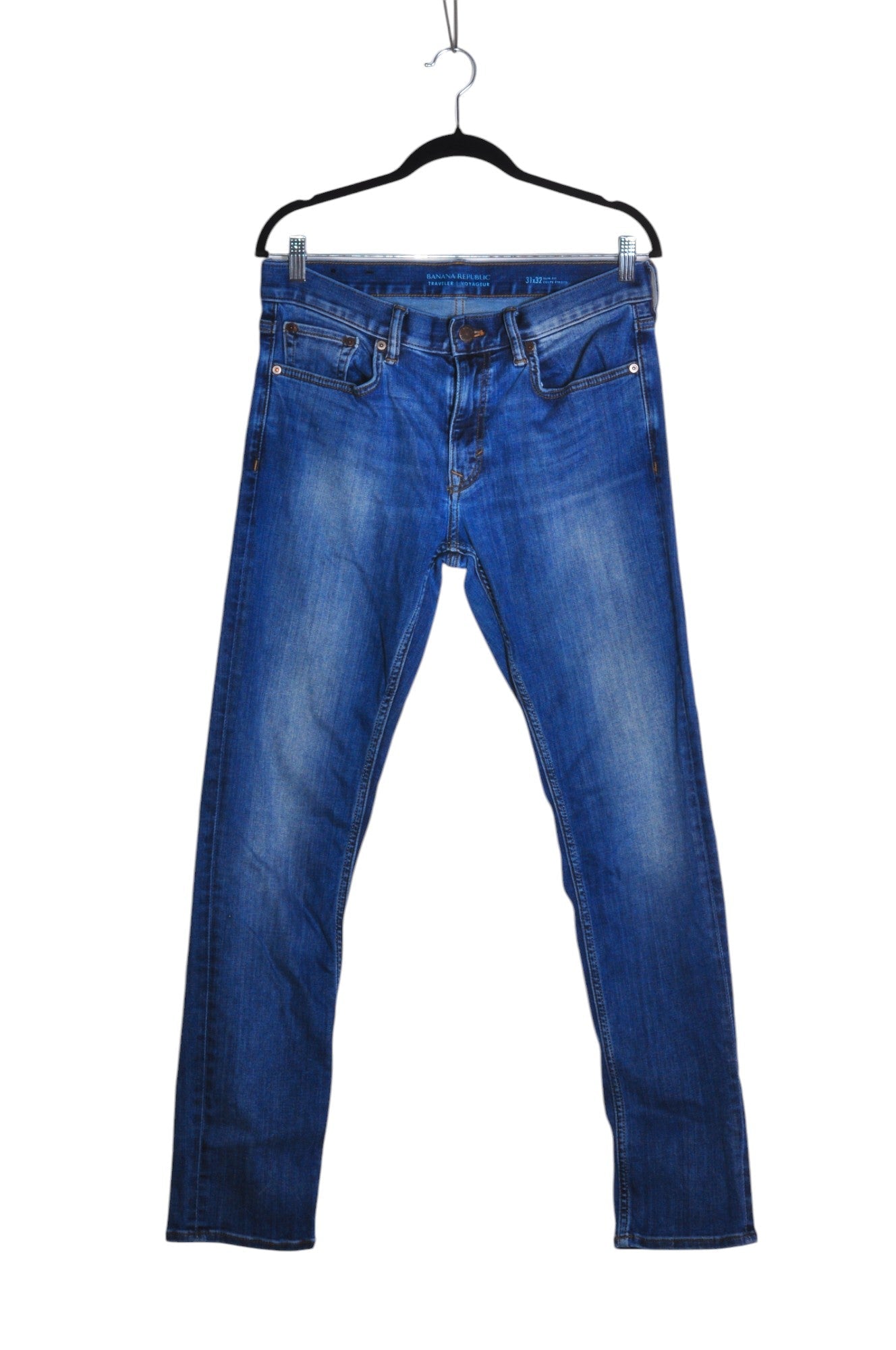 BANANA REPUBLIC Men's Stylish Blue Regular Fit Straight-Legged Jeans - Size 31x32